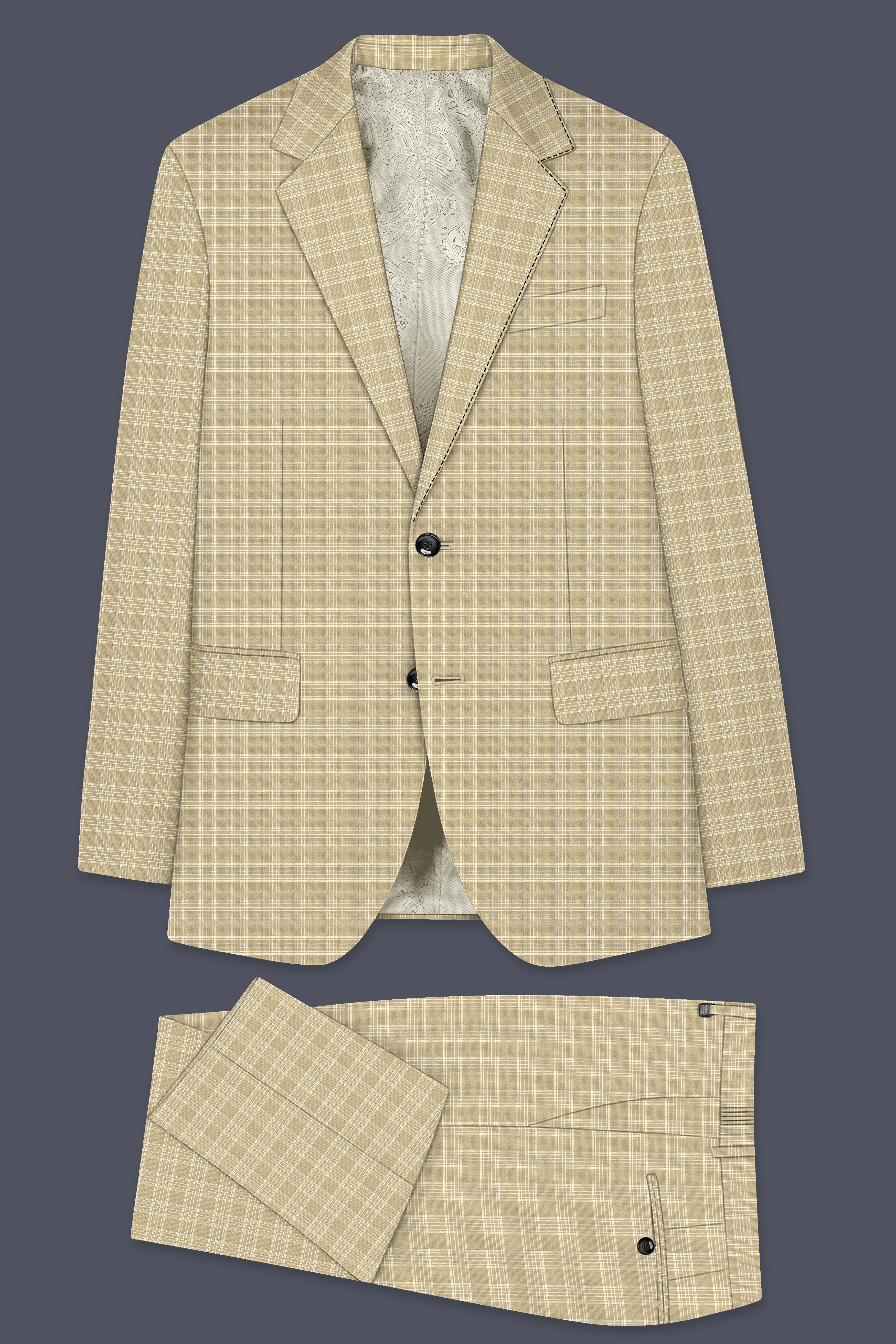 Oyster Brown Plaid Wool Rich Suit