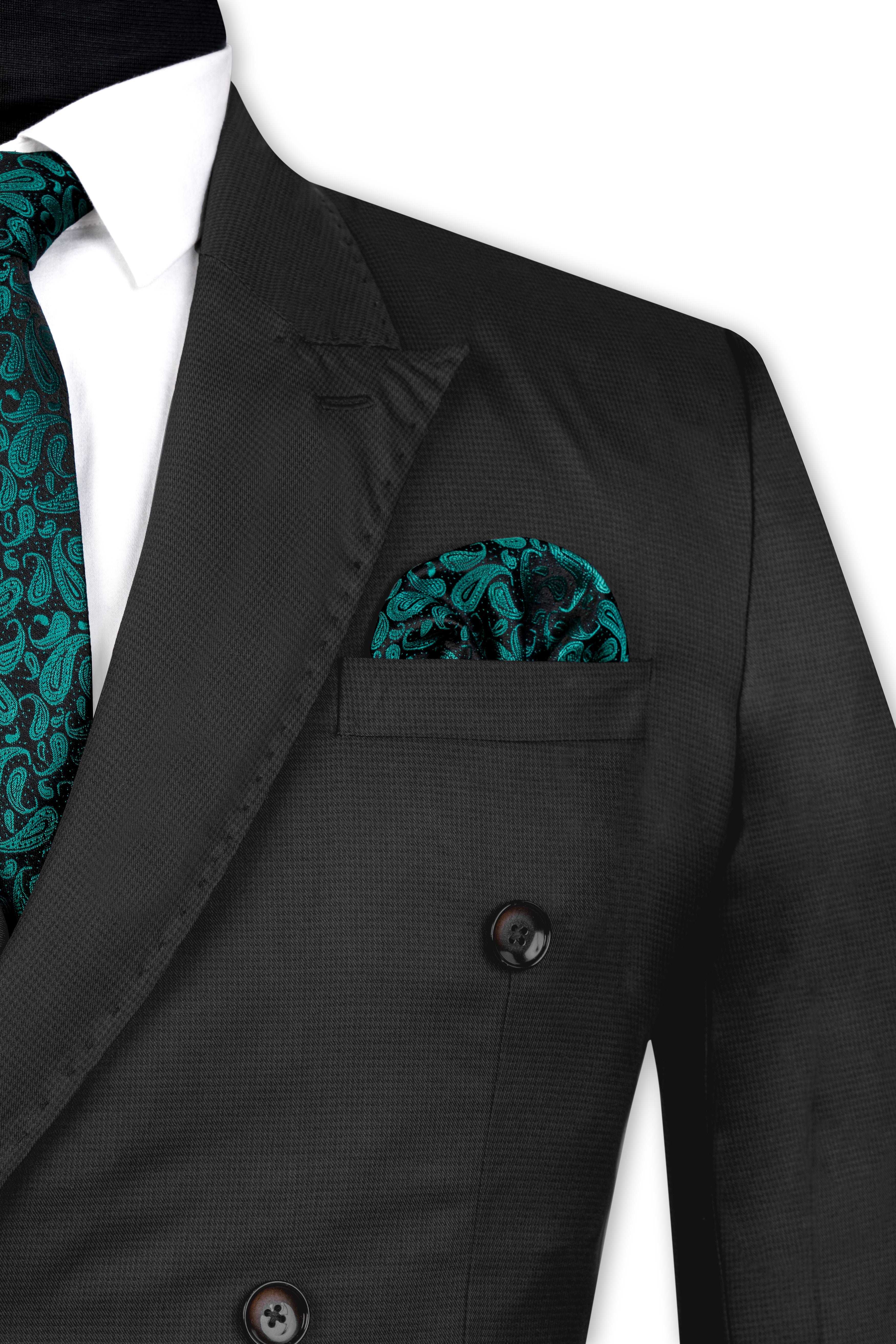 Vulcan Black Wool Rich Double Breasted Suit