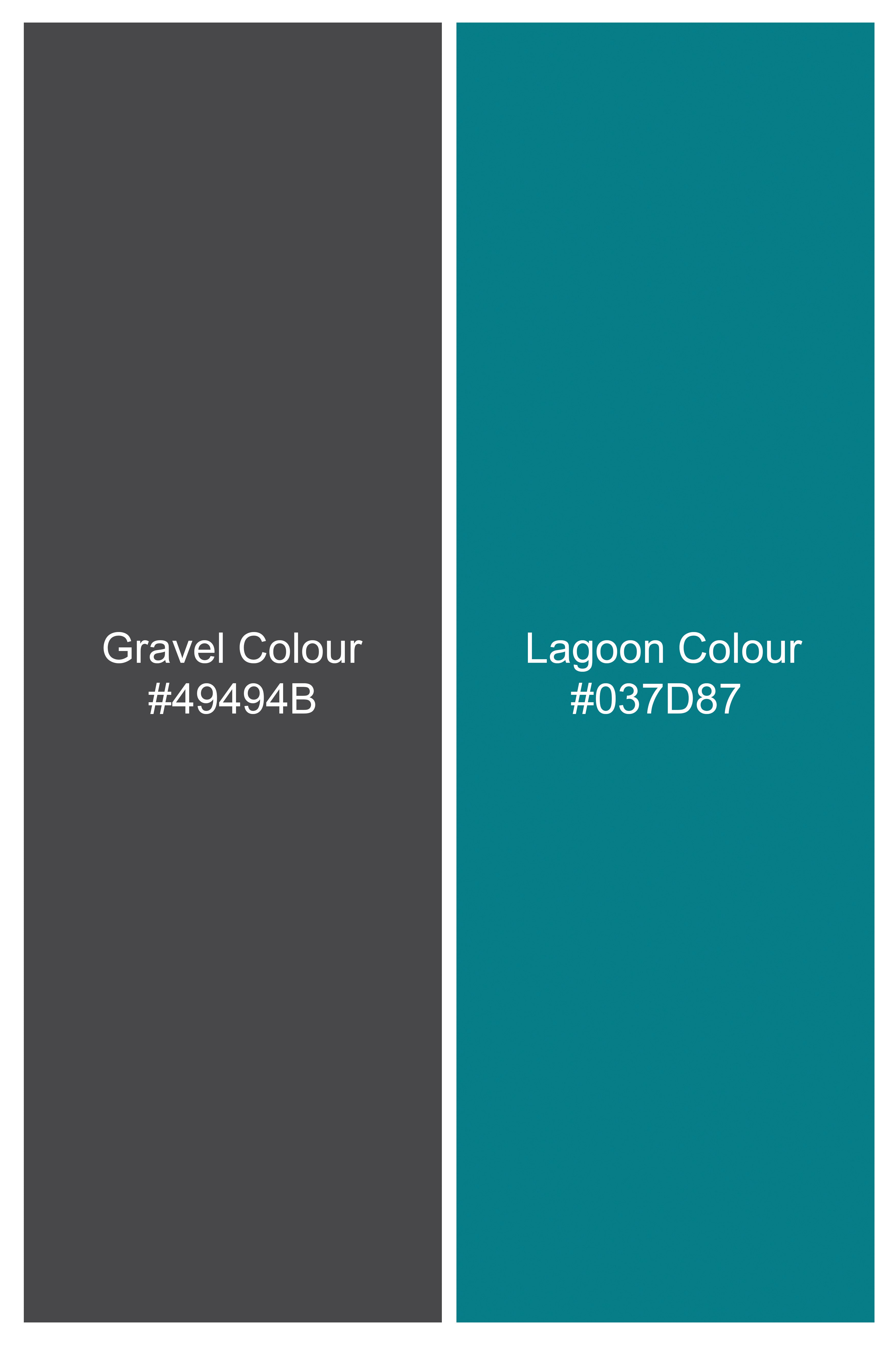 Gravel Gray and Lagoon Blue Striped Wool Rich Double Breasted Suit