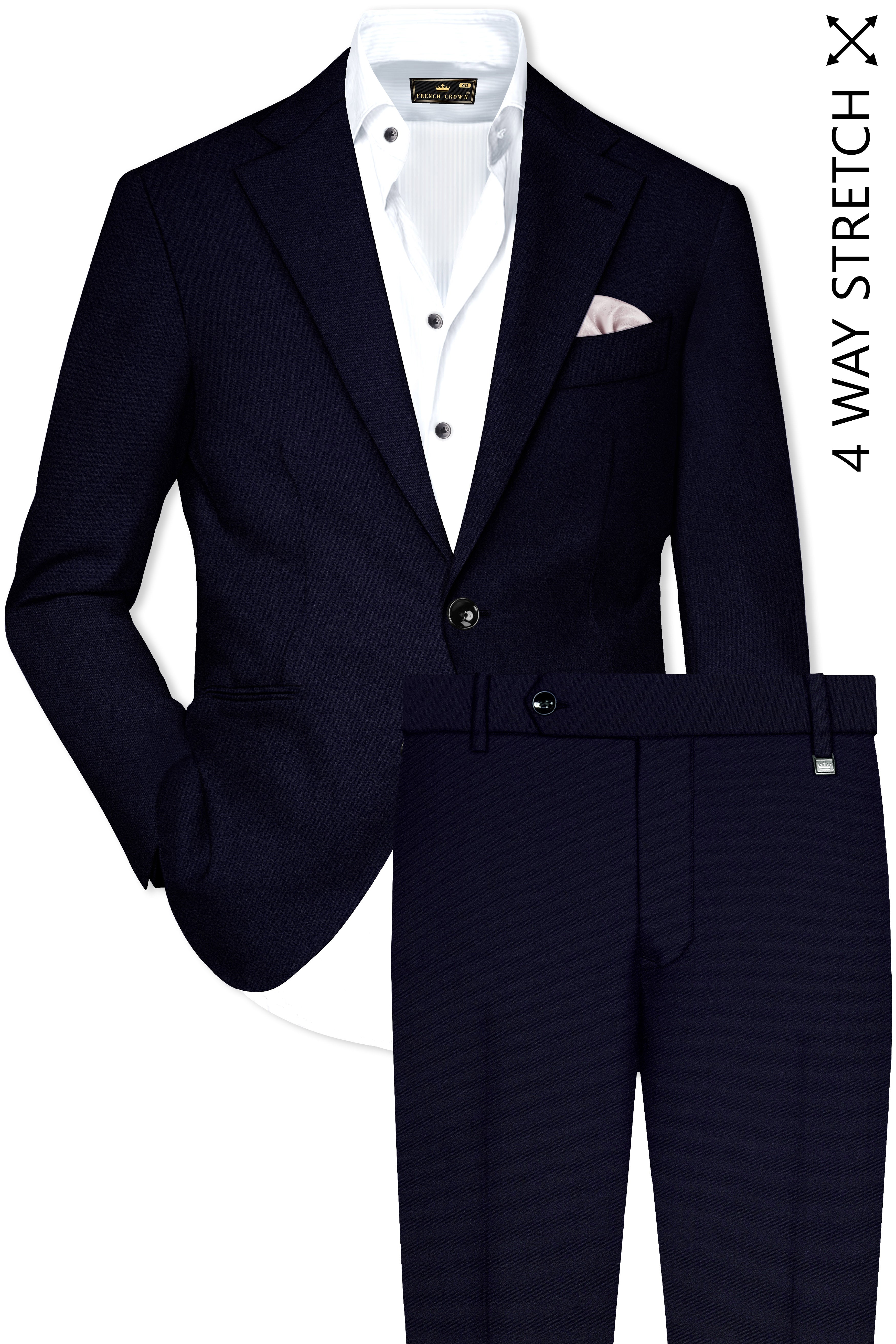 Vistaro-Korean Blue (The Best Blue We Have) 4-Way Stretch Wool Rich Slight Stretch Suit