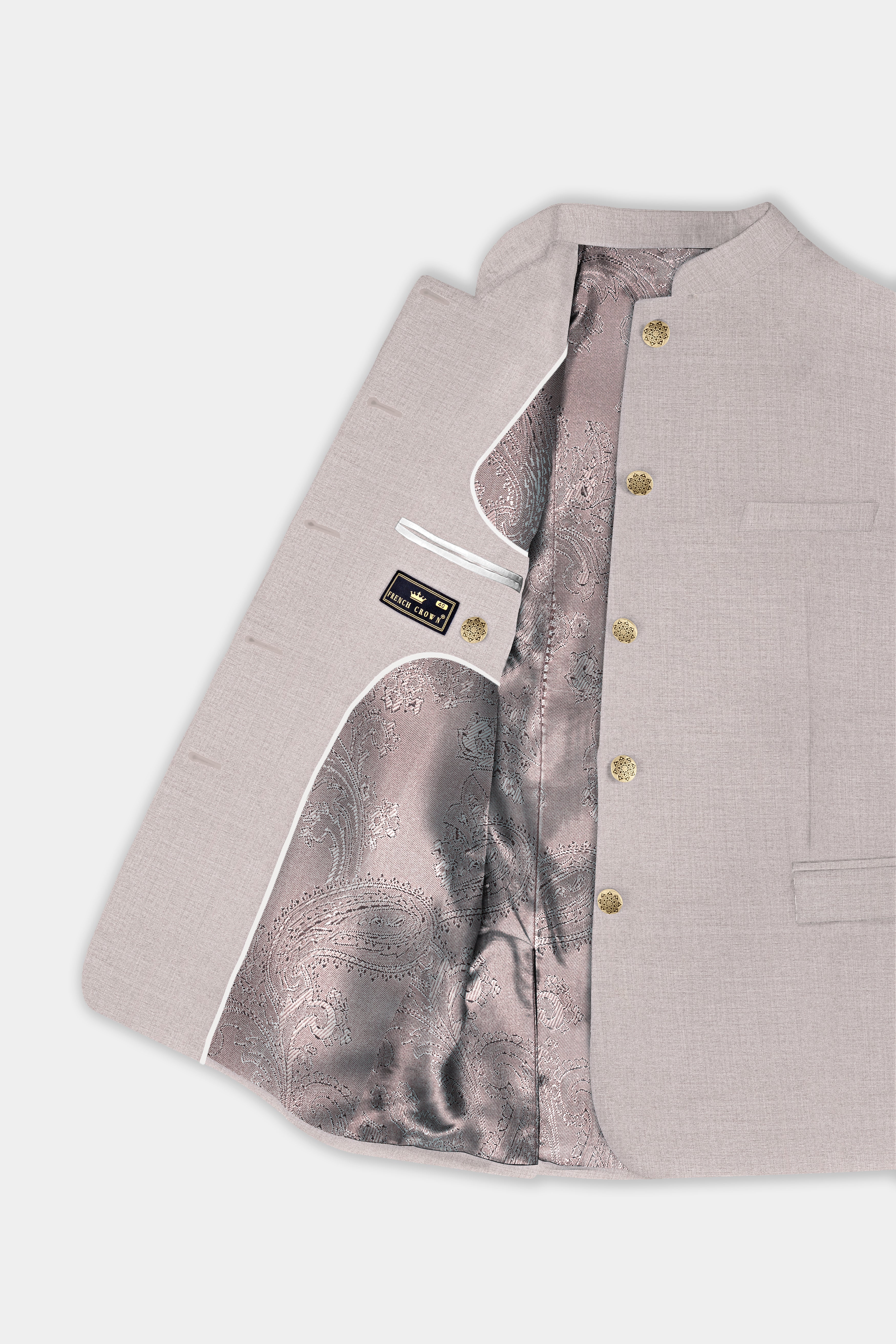 Clamshell Cream Wool Rich Bandhgala Suit