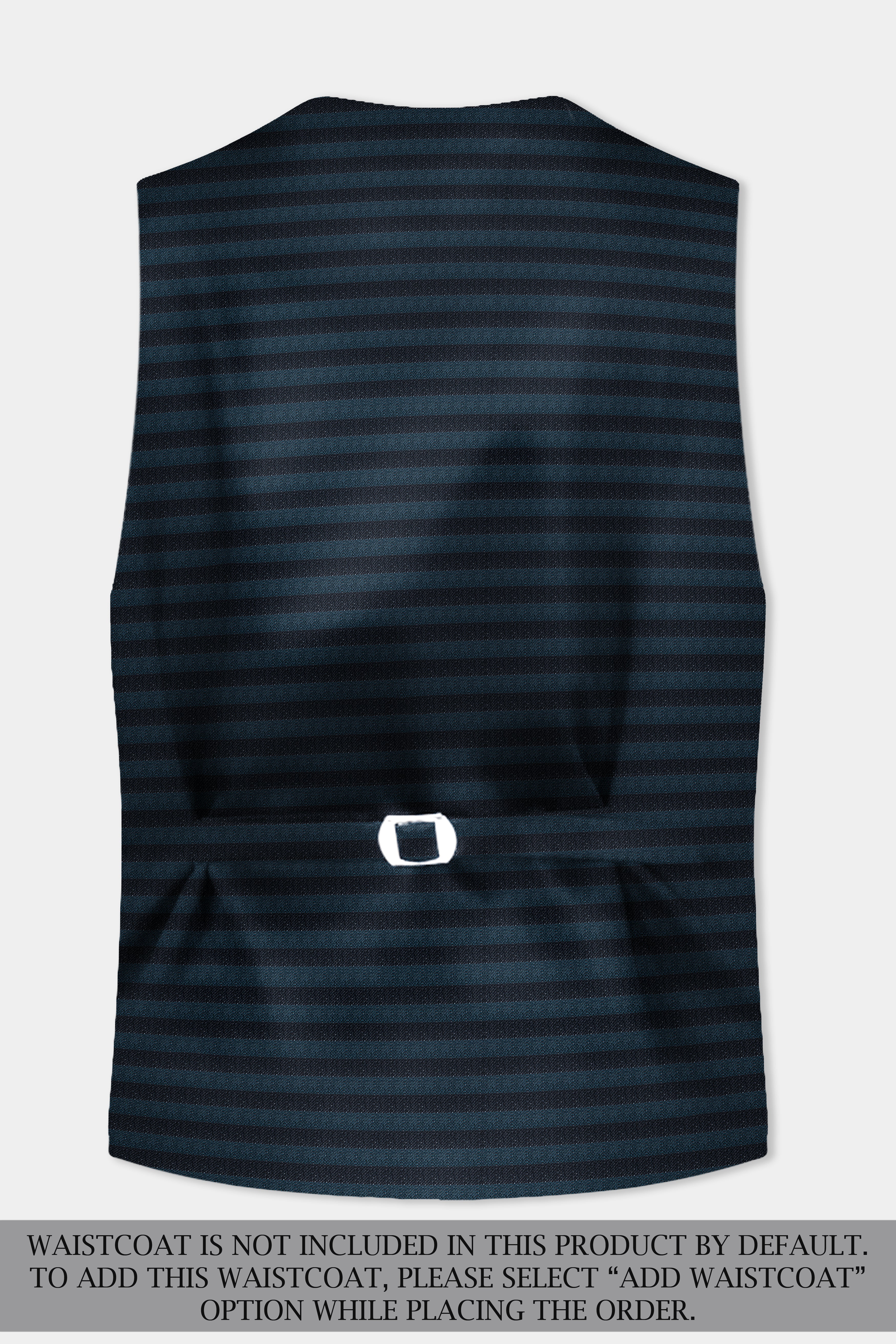 Bluish Blue And Jade Black Striped Wool Rich Double Breasted Suit
