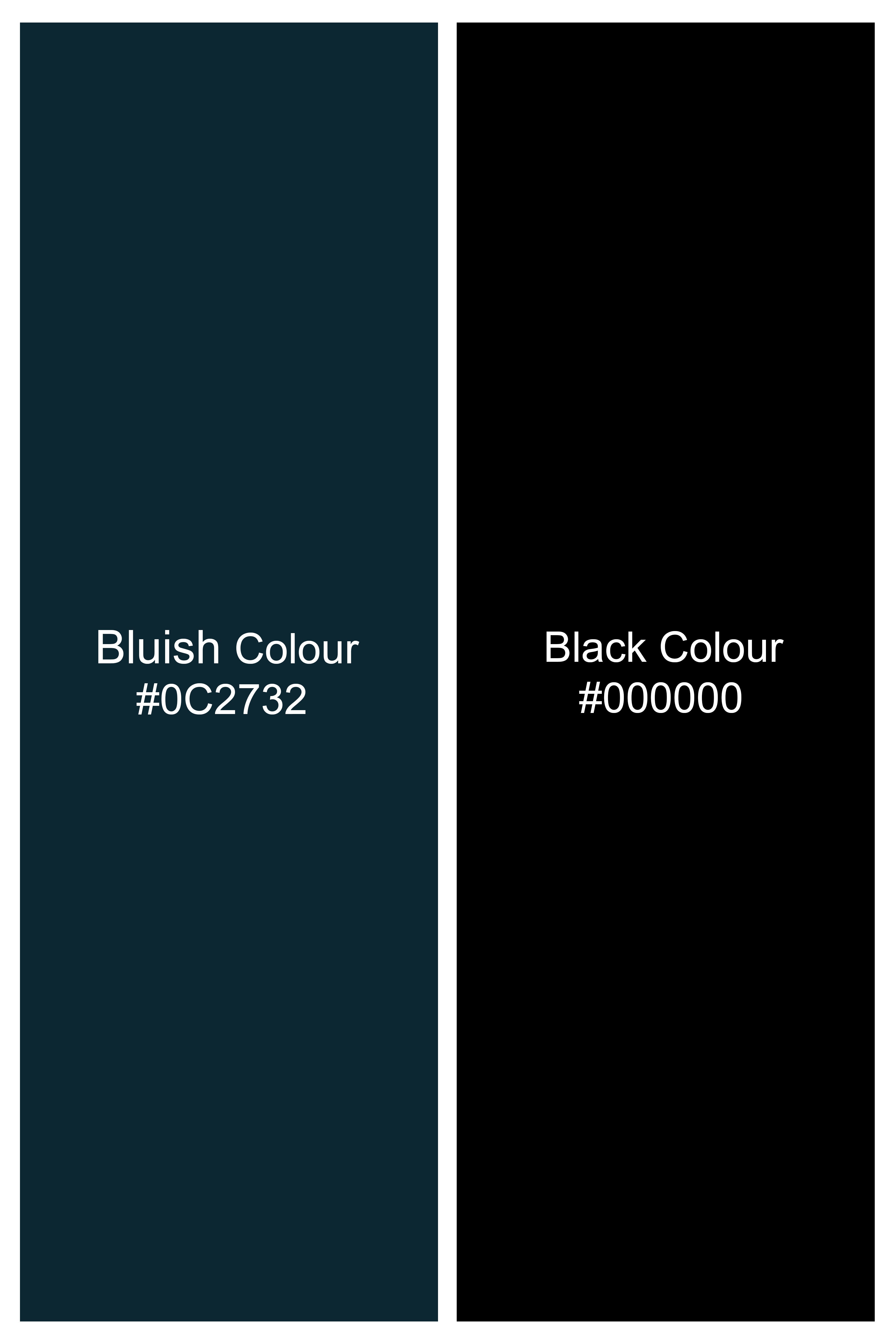 Bluish Blue And Jade Black Striped Wool Rich Double Breasted Suit