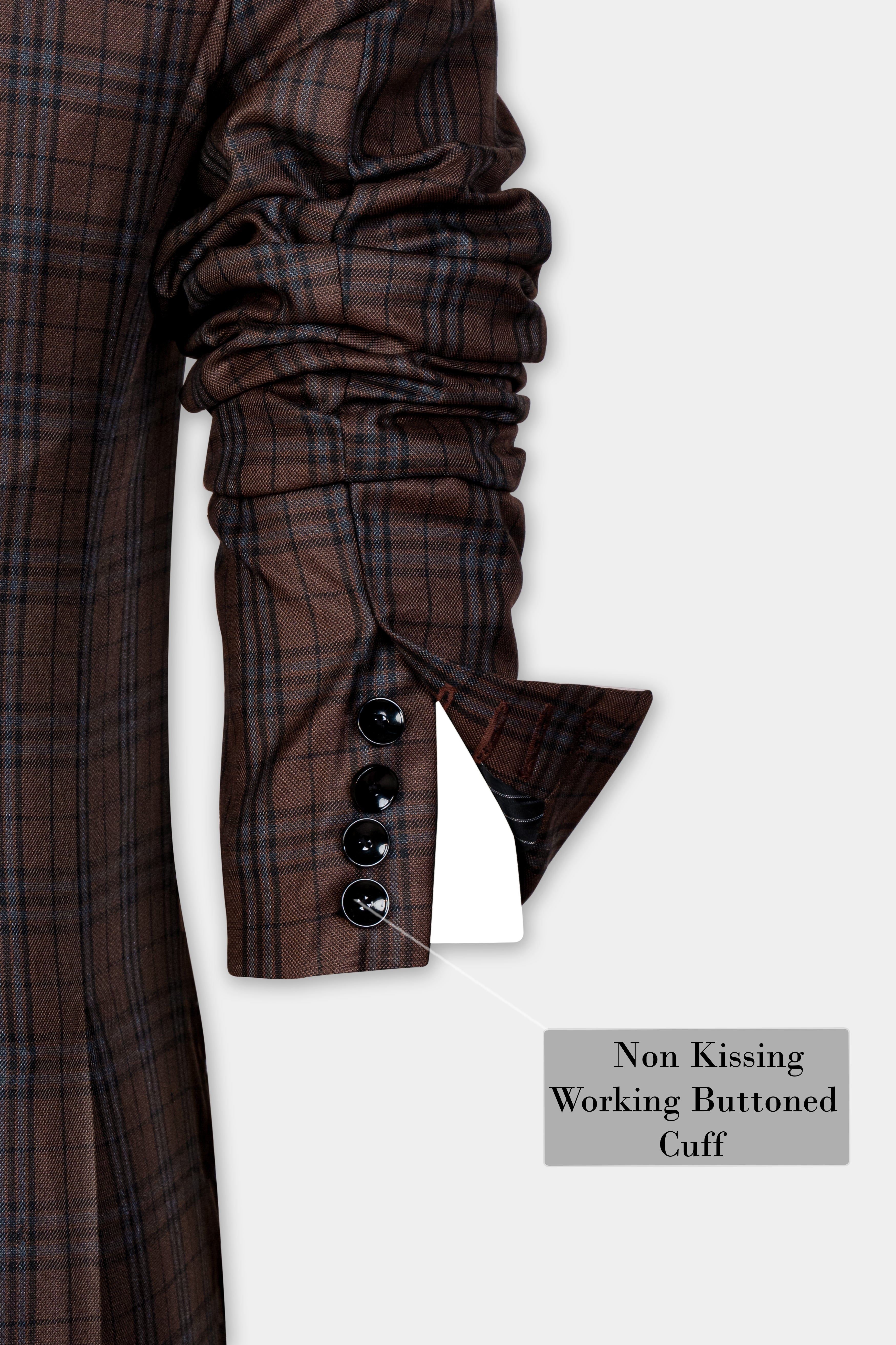 Gingerbread Brown and Haiti Blue Plaid Wool Rich Tuxedo Suit