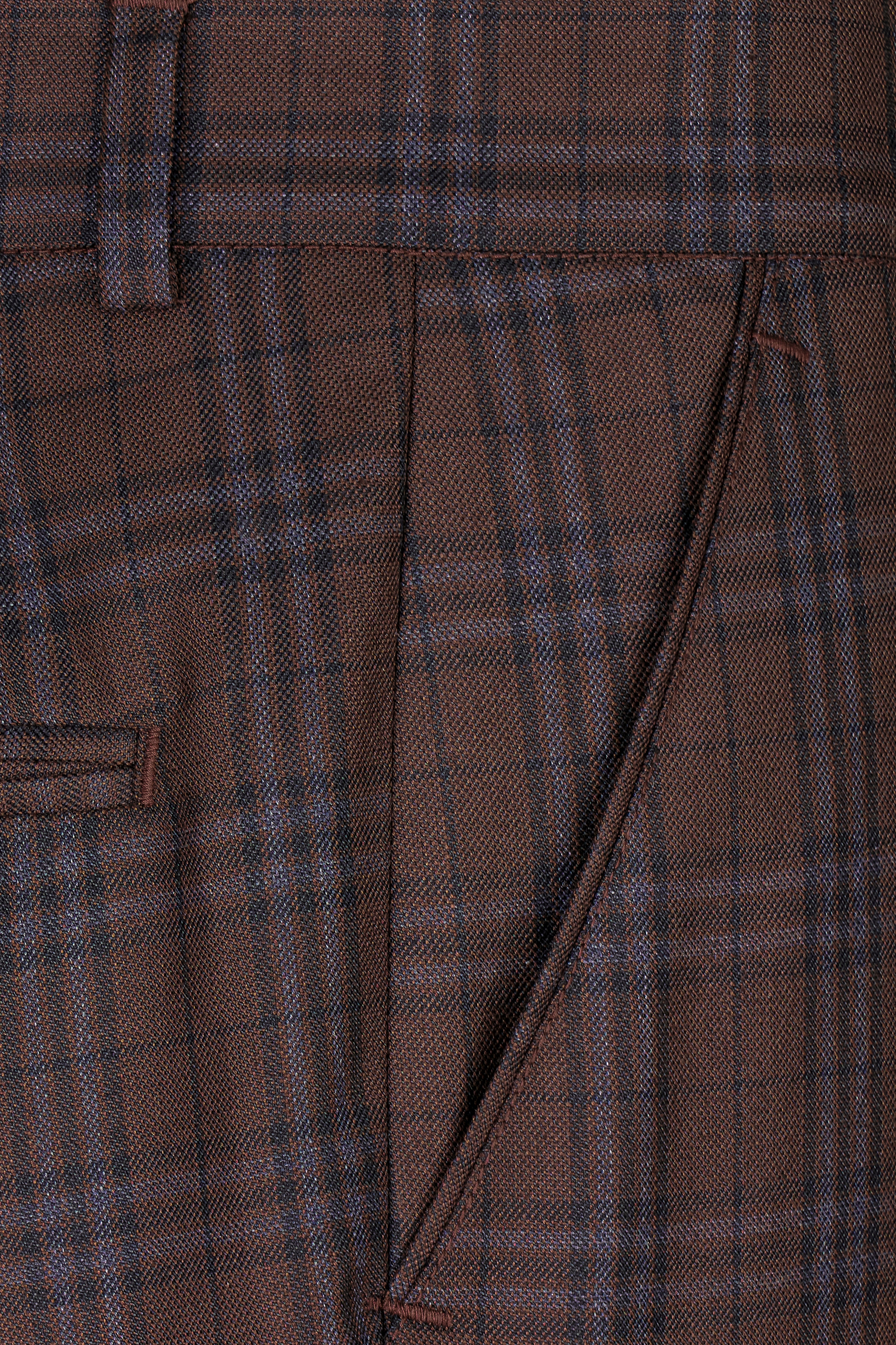 Gingerbread Brown and Haiti Blue Plaid Wool Rich Tuxedo Suit