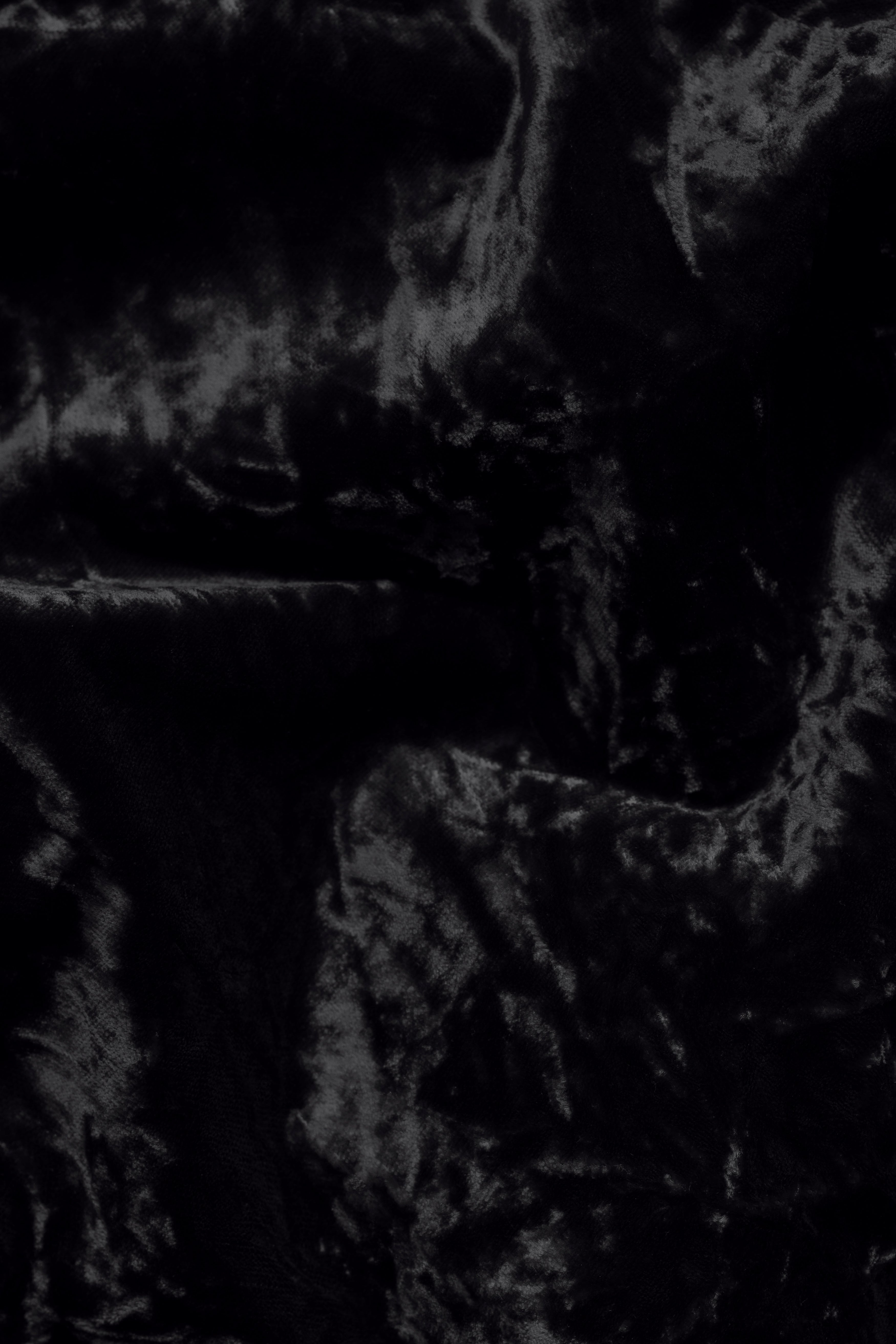 Jade Black Crushed Velvet Peak Lapel Tuxedo Suit