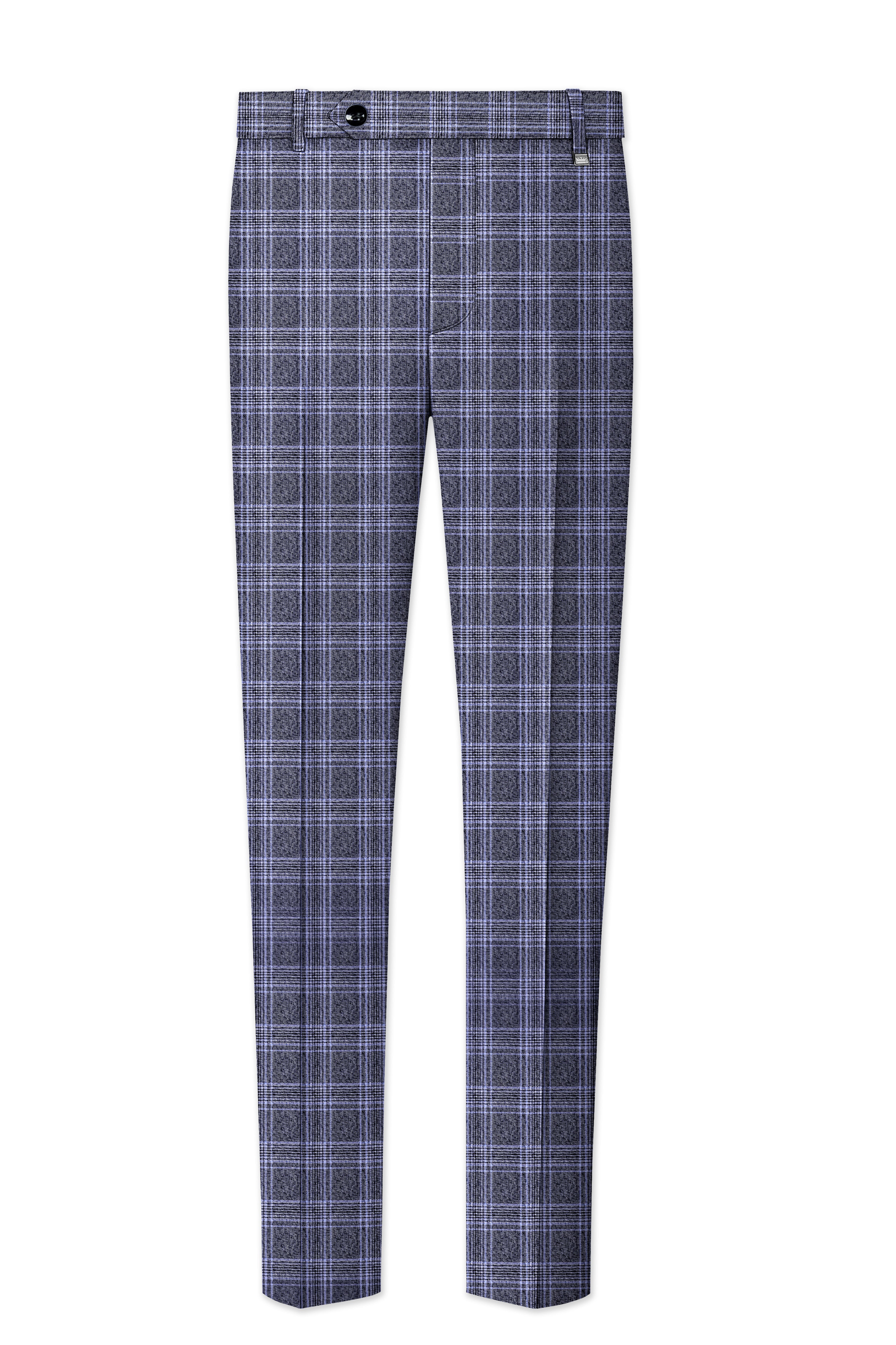 Dolphin And Casper Blue Checkered Cross Placket Bandhgala Wool Rich Suit