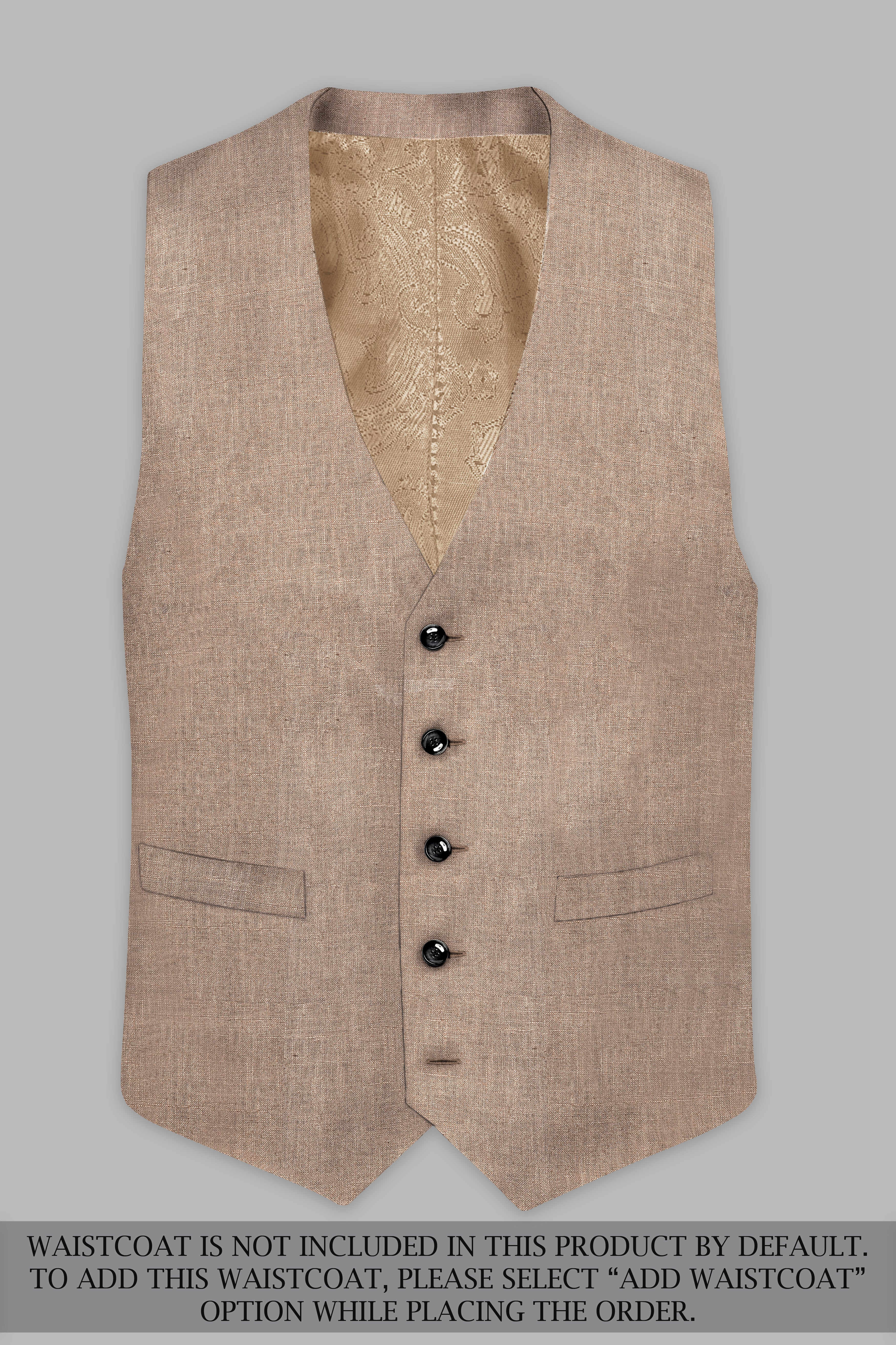 Oyster Brown Luxurious Linen Double Breasted Sports Suit