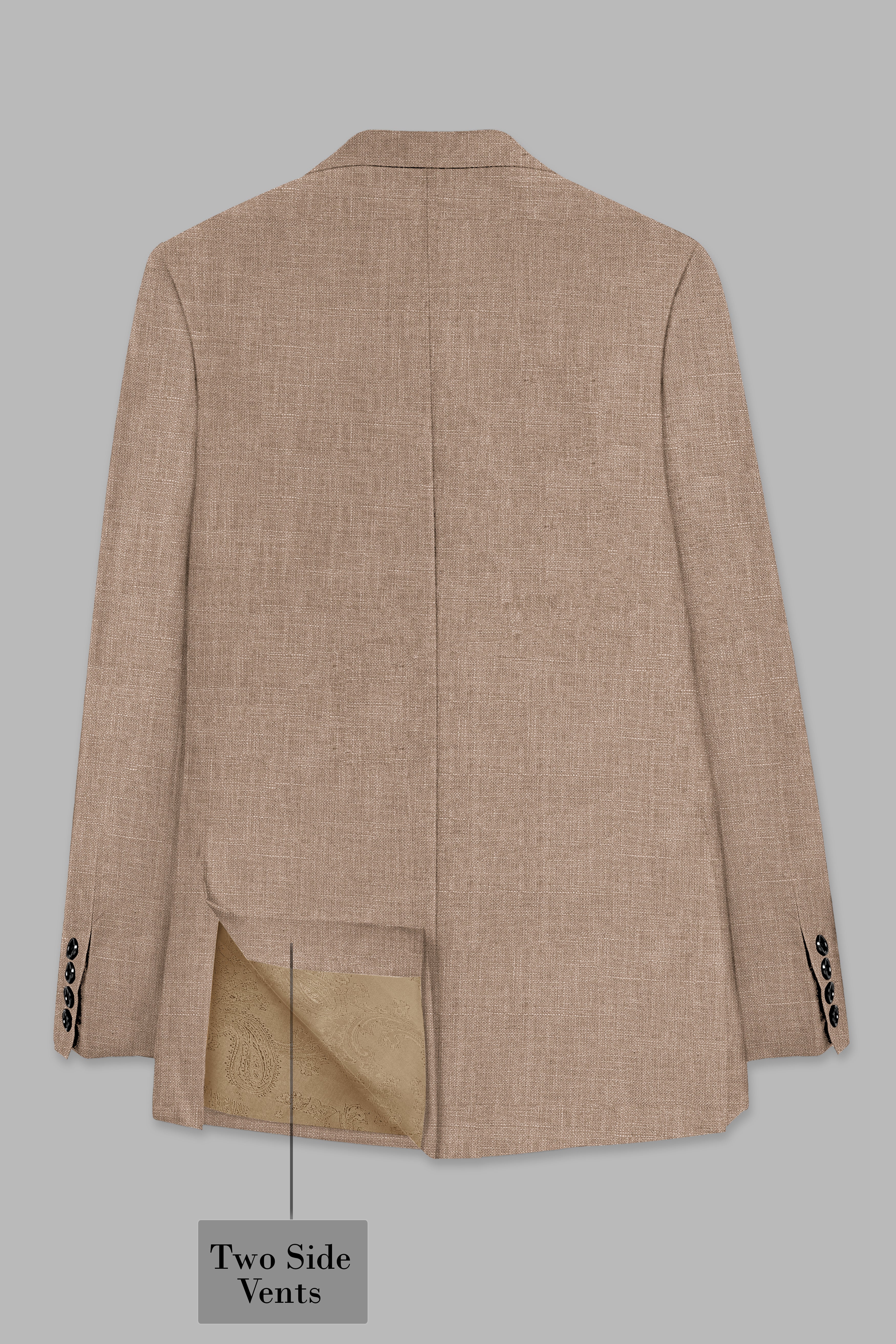 Oyster Brown Luxurious Linen Double Breasted Sports Suit
