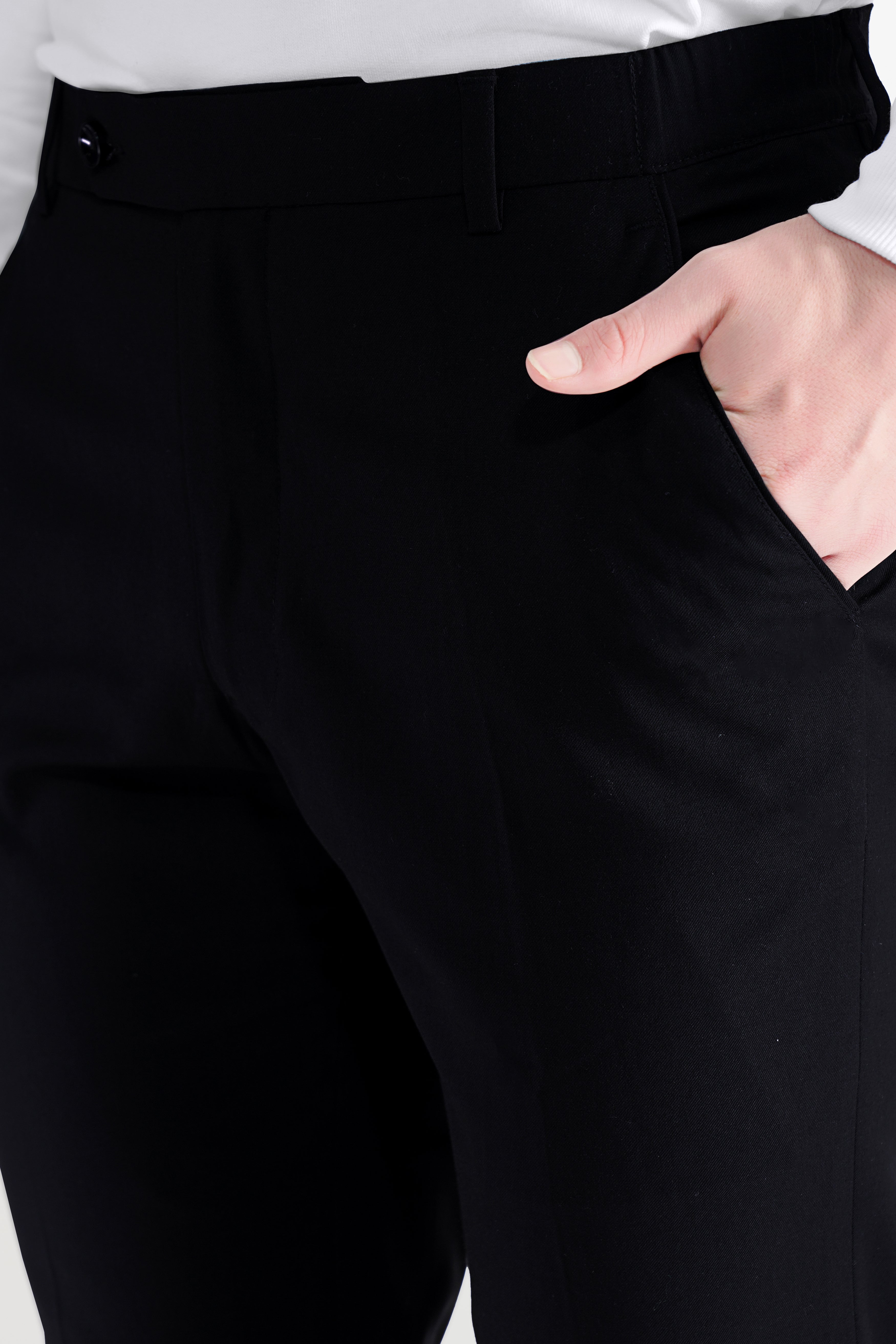 Jade Black Stretchable Subtle Sheen Patch Pockets Sport Suit