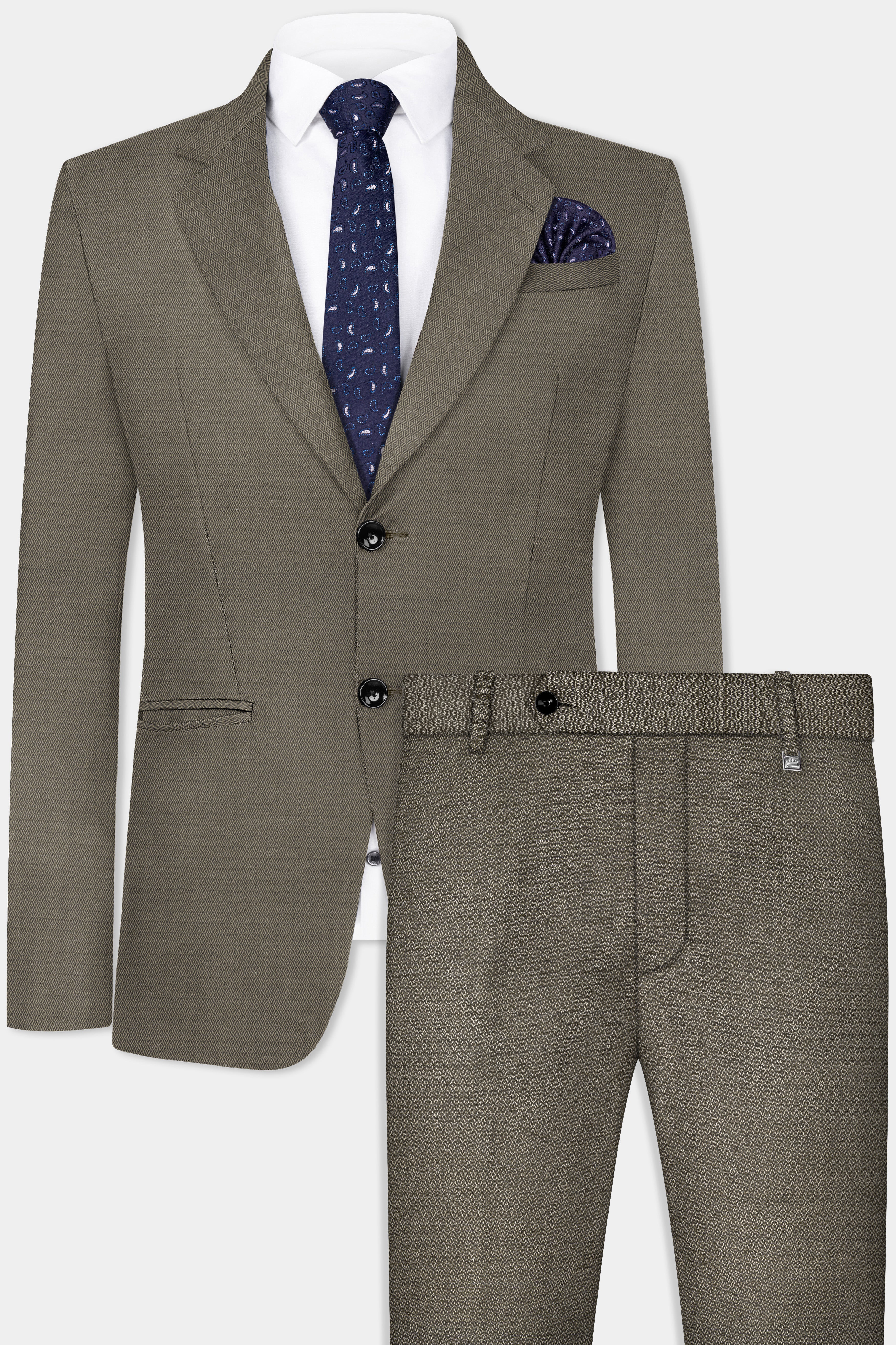Wenge Brown Dobby Textured wool blend Suit