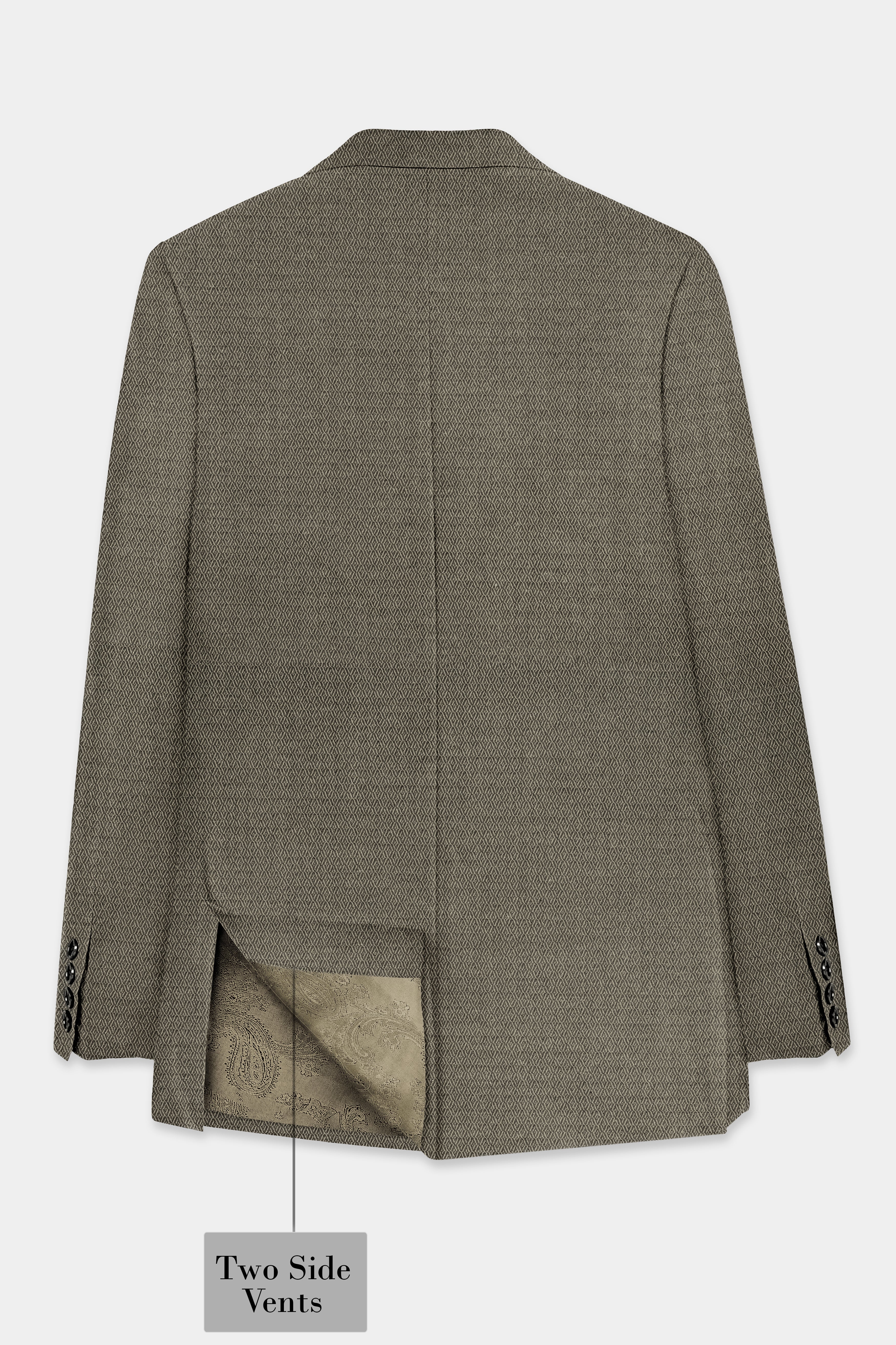 Wenge Brown Dobby Textured wool blend Double breasted Suit