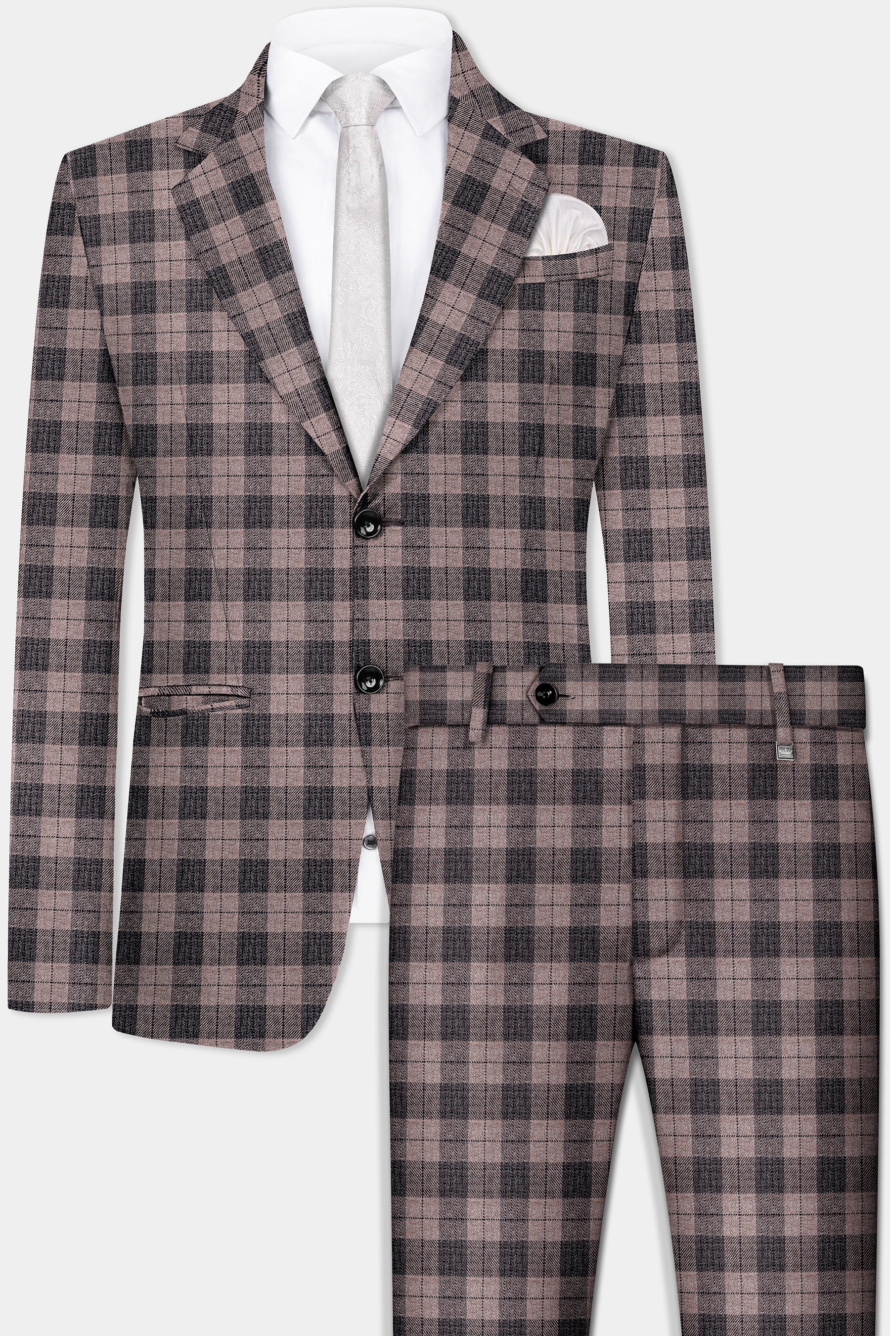 Vampire Brown Checks Plaid Tweed Suit