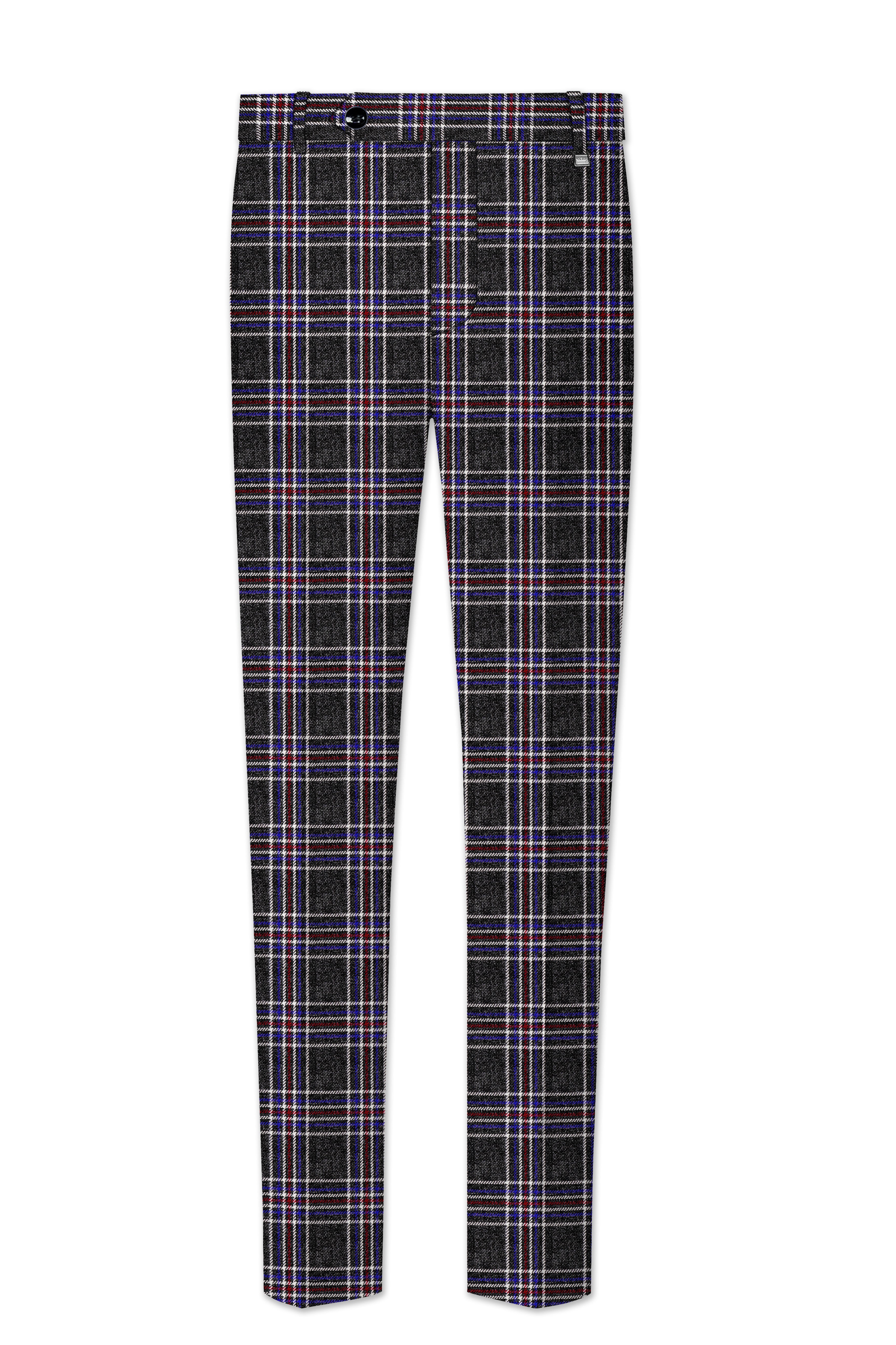 Tuatara Gray Multicolour Plaid Tweed Suit