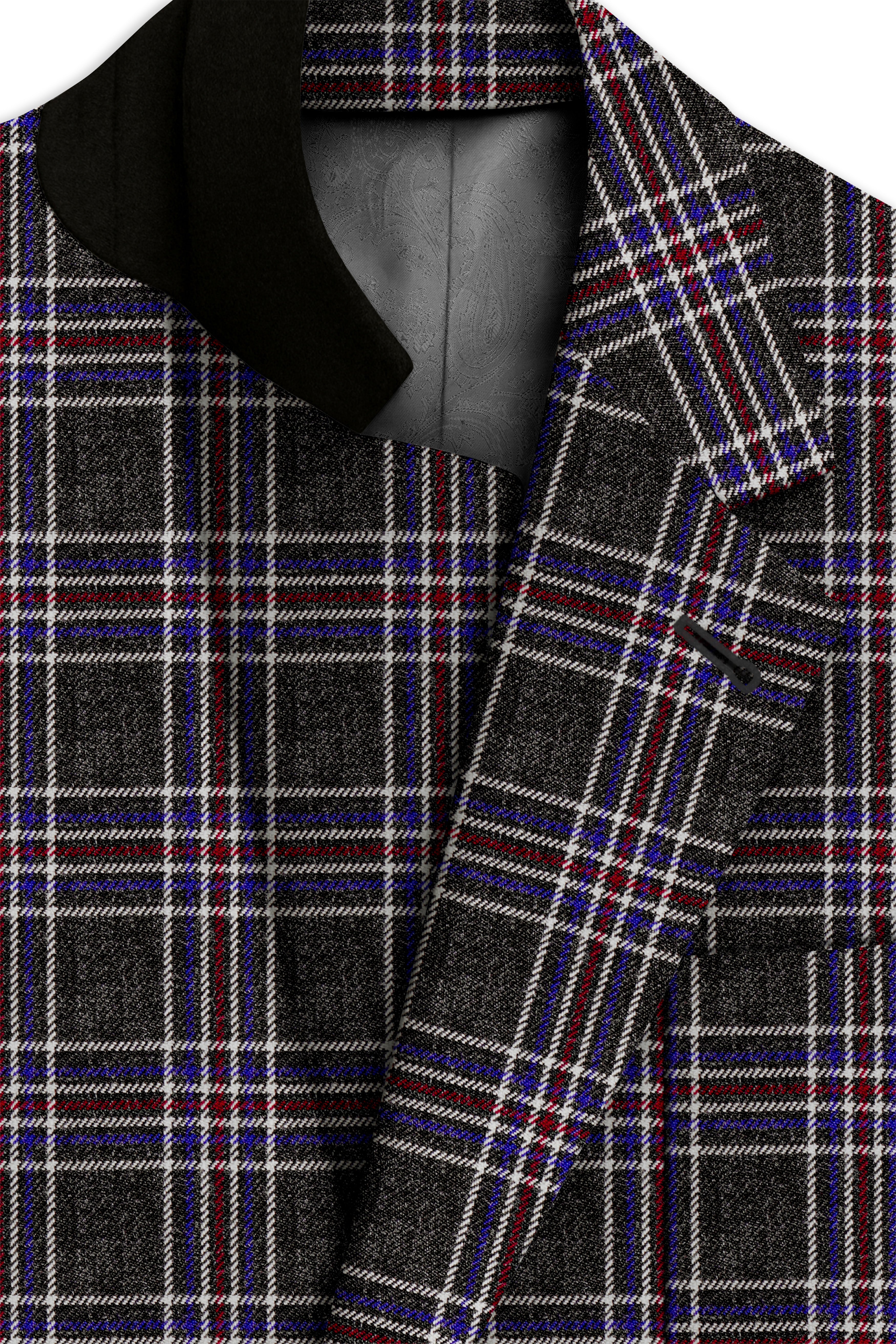 Tuatara Gray Multicolour Plaid Tweed Suit