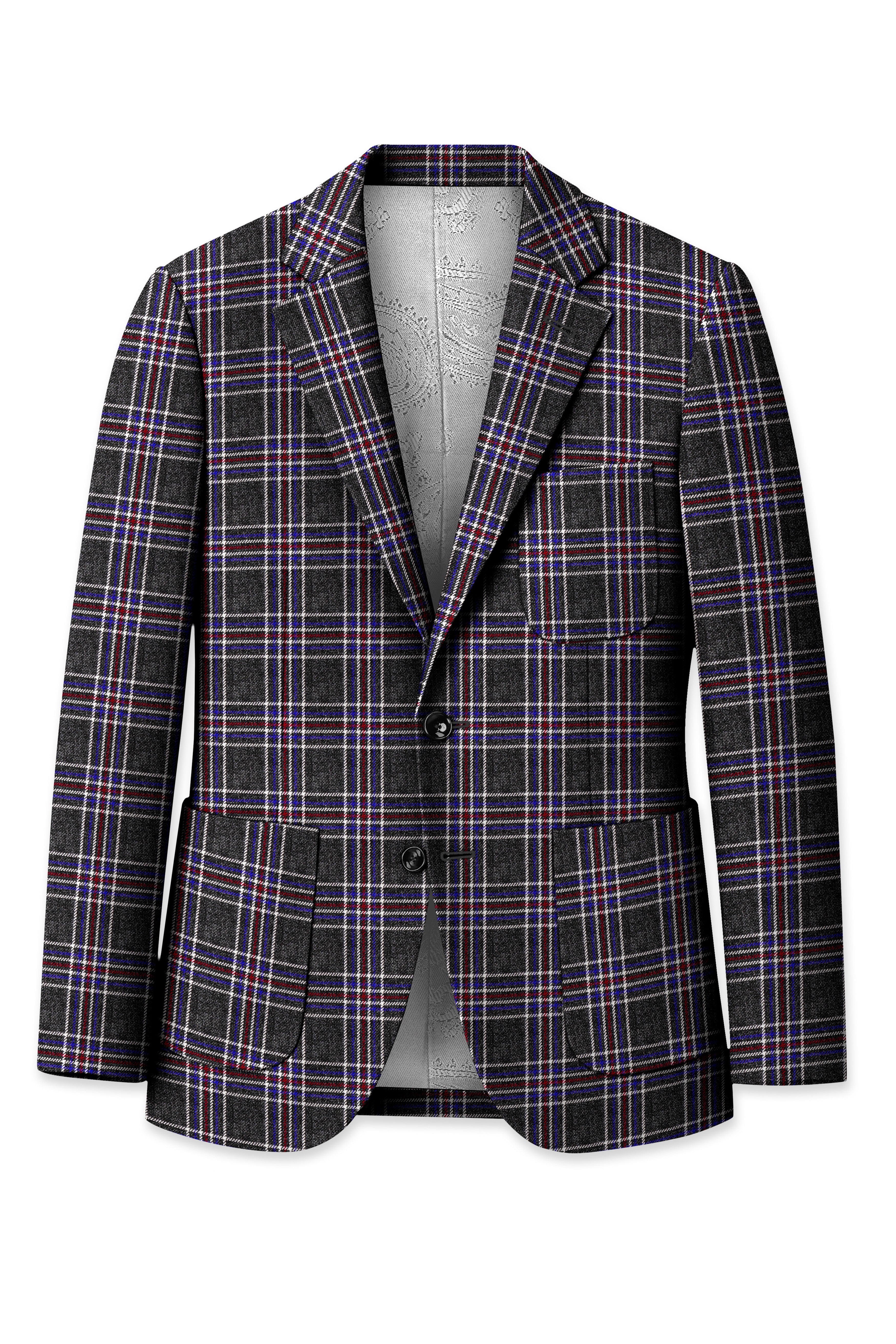 Tuatara Gray Multicolour Plaid Tweed Suit