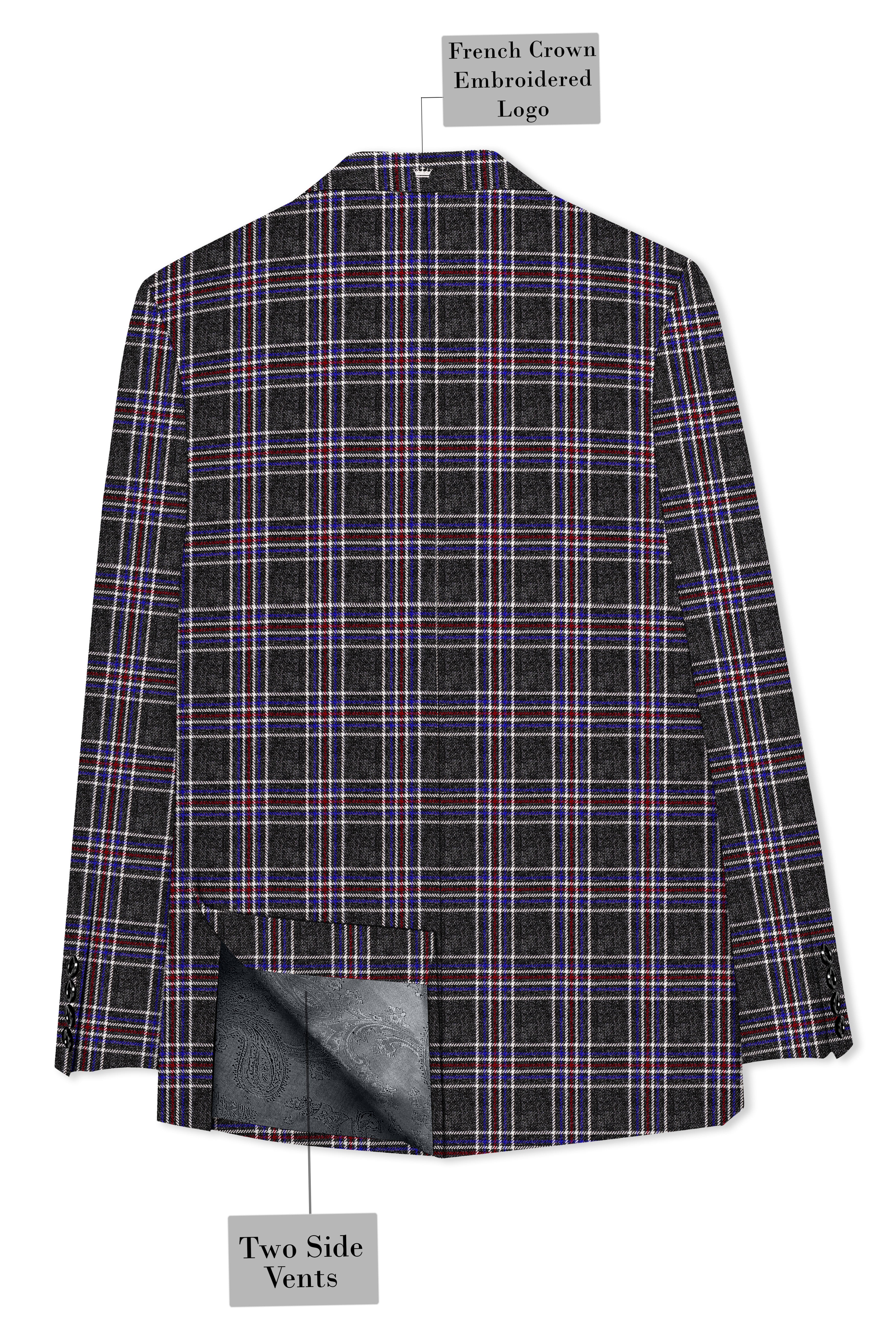 Tuatara Gray Multicolour Plaid Tweed Suit