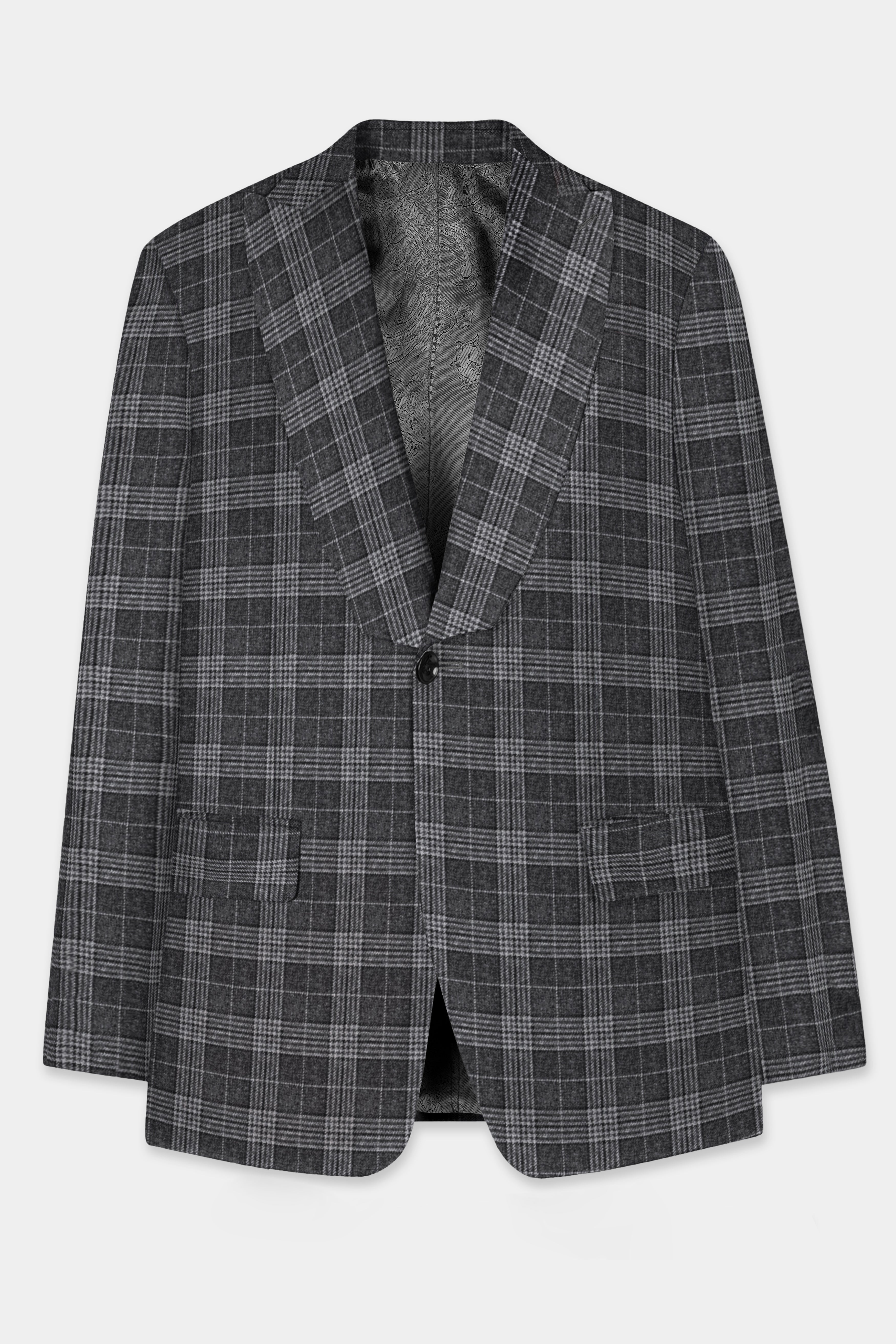 Heavy Metal Gray Plaid Wool Blend Suit