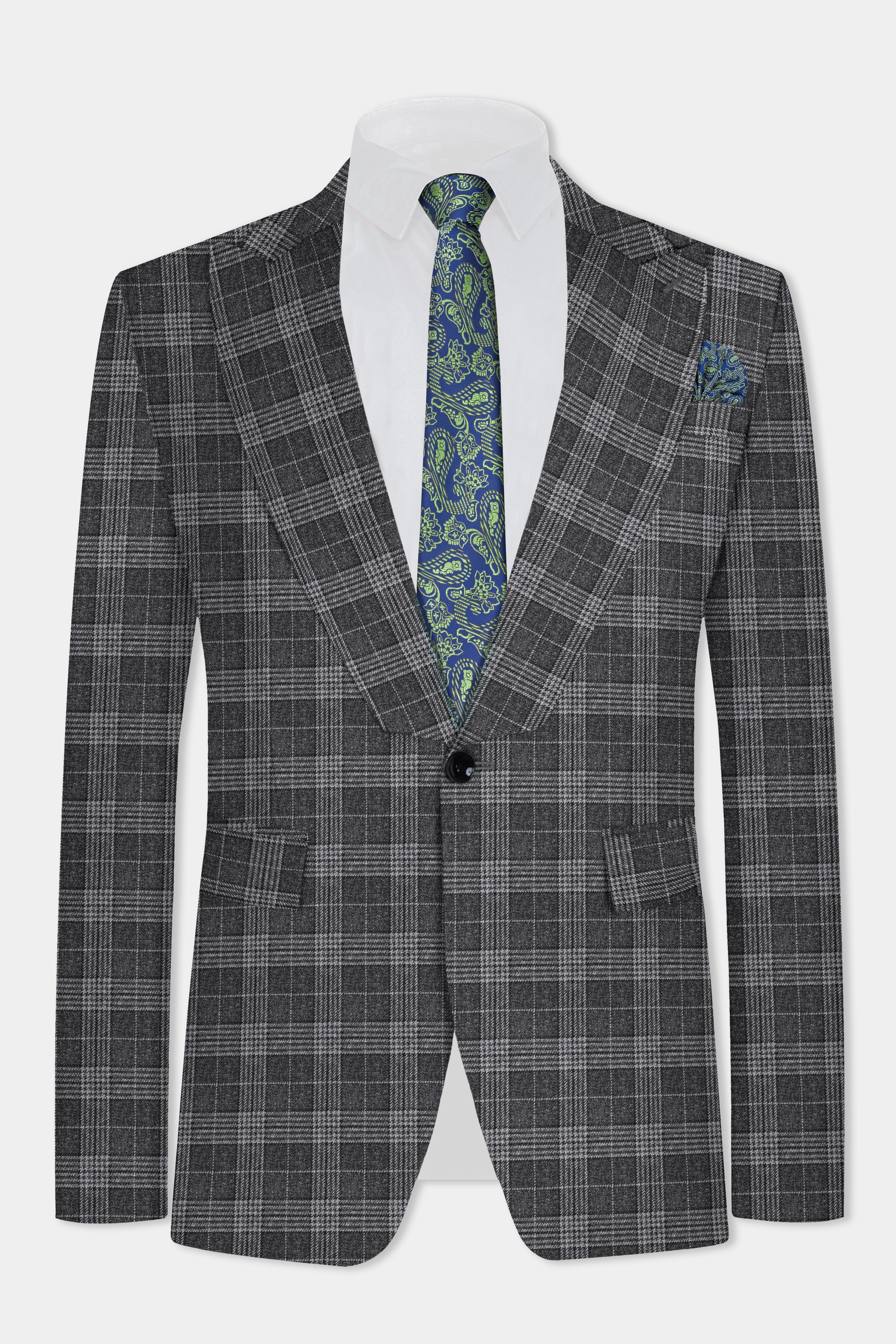 Heavy Metal Gray Plaid Wool Blend Suit