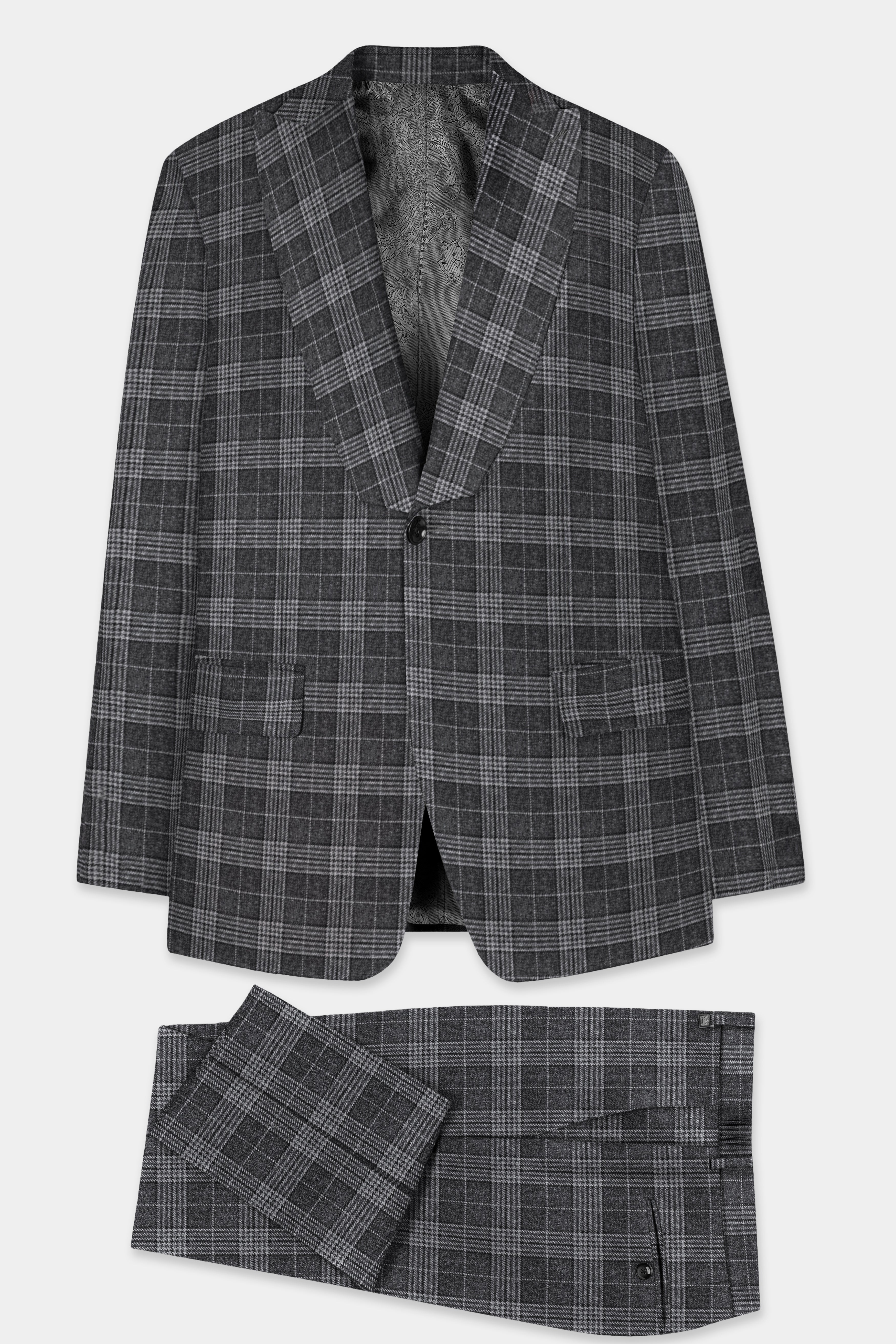 Heavy Metal Gray Plaid Wool Blend Suit