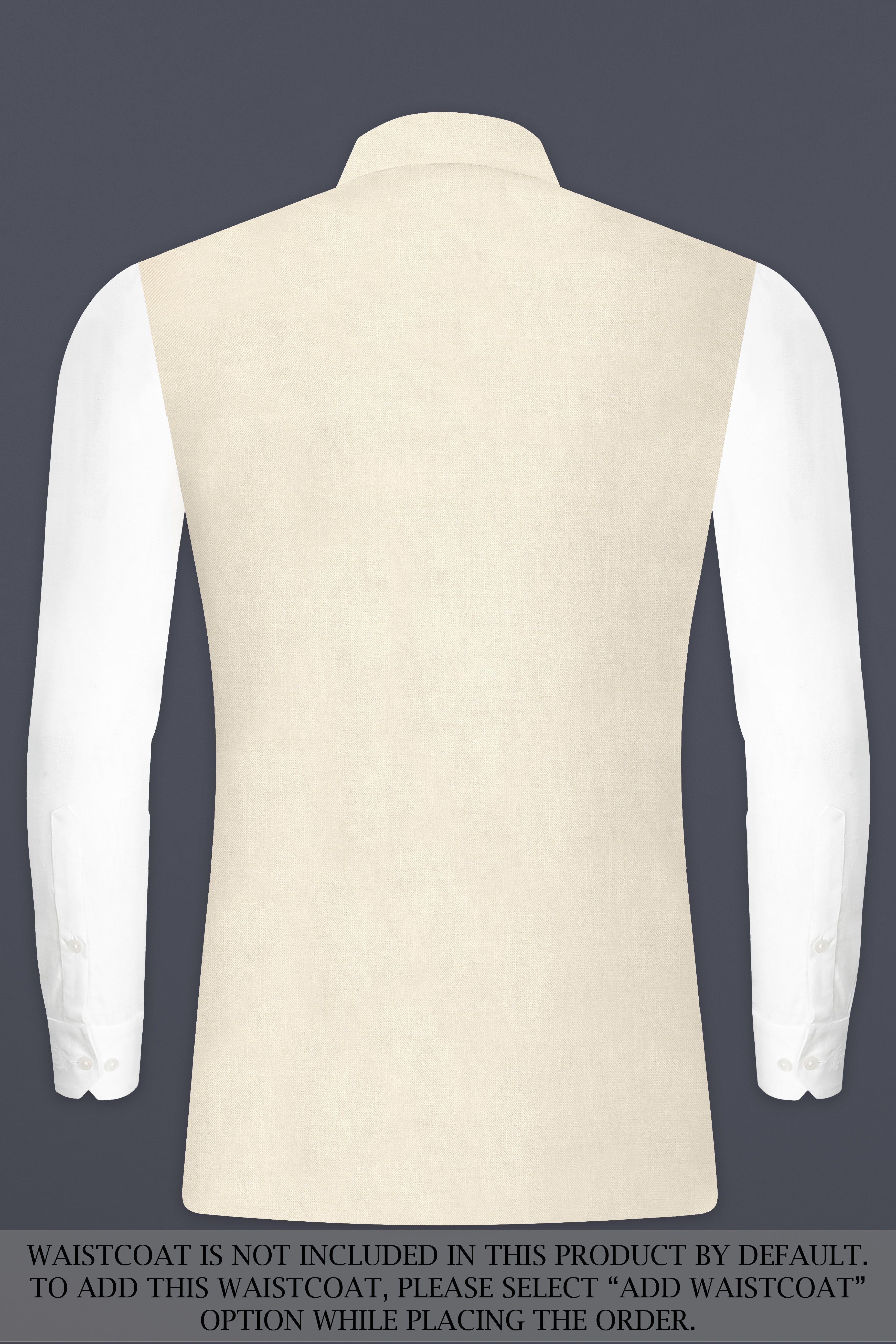 Moon Mist Cream Solid Wool Blend Bandhgala Suit