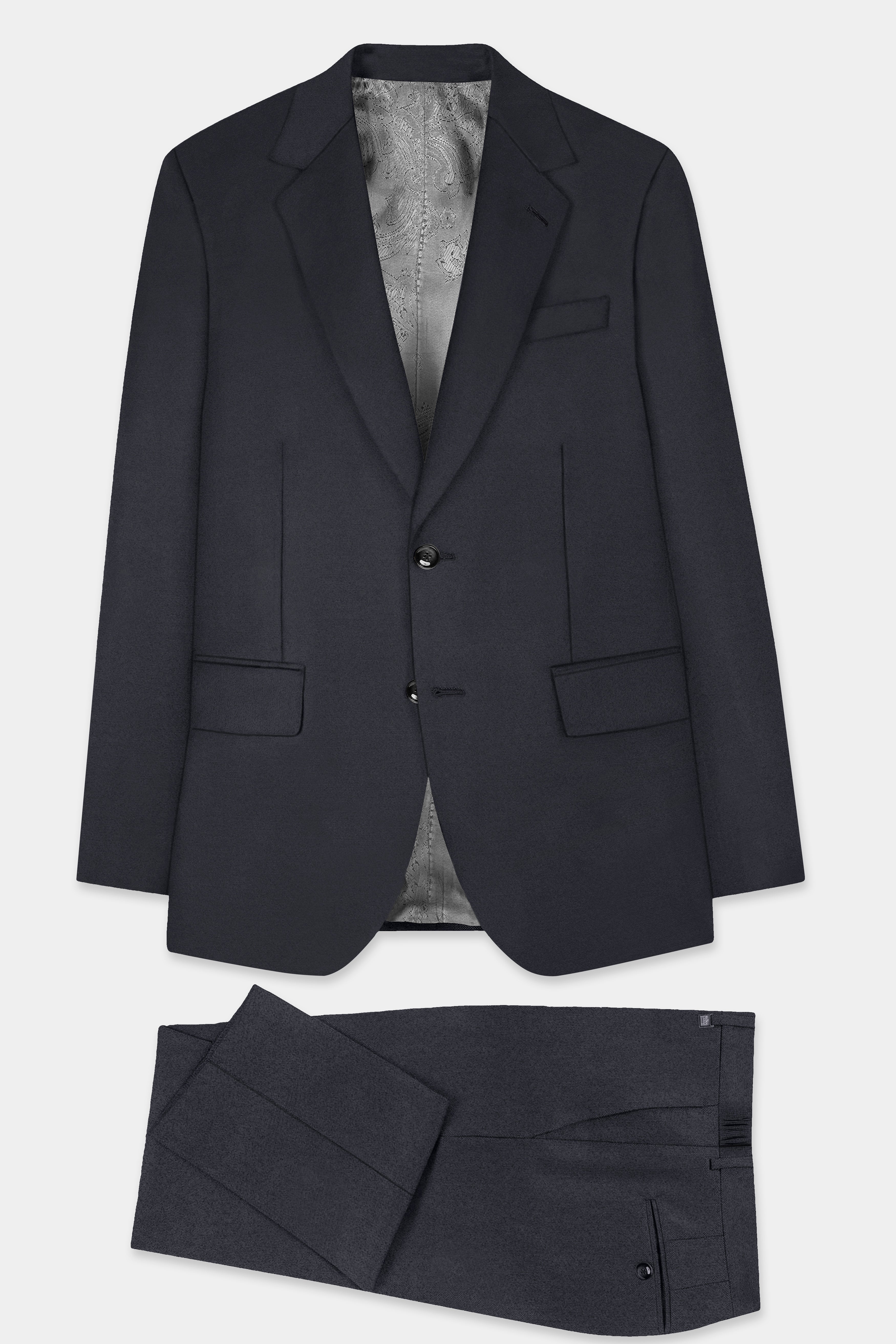 Piano Gray Wool Blend Single Breasted Suit