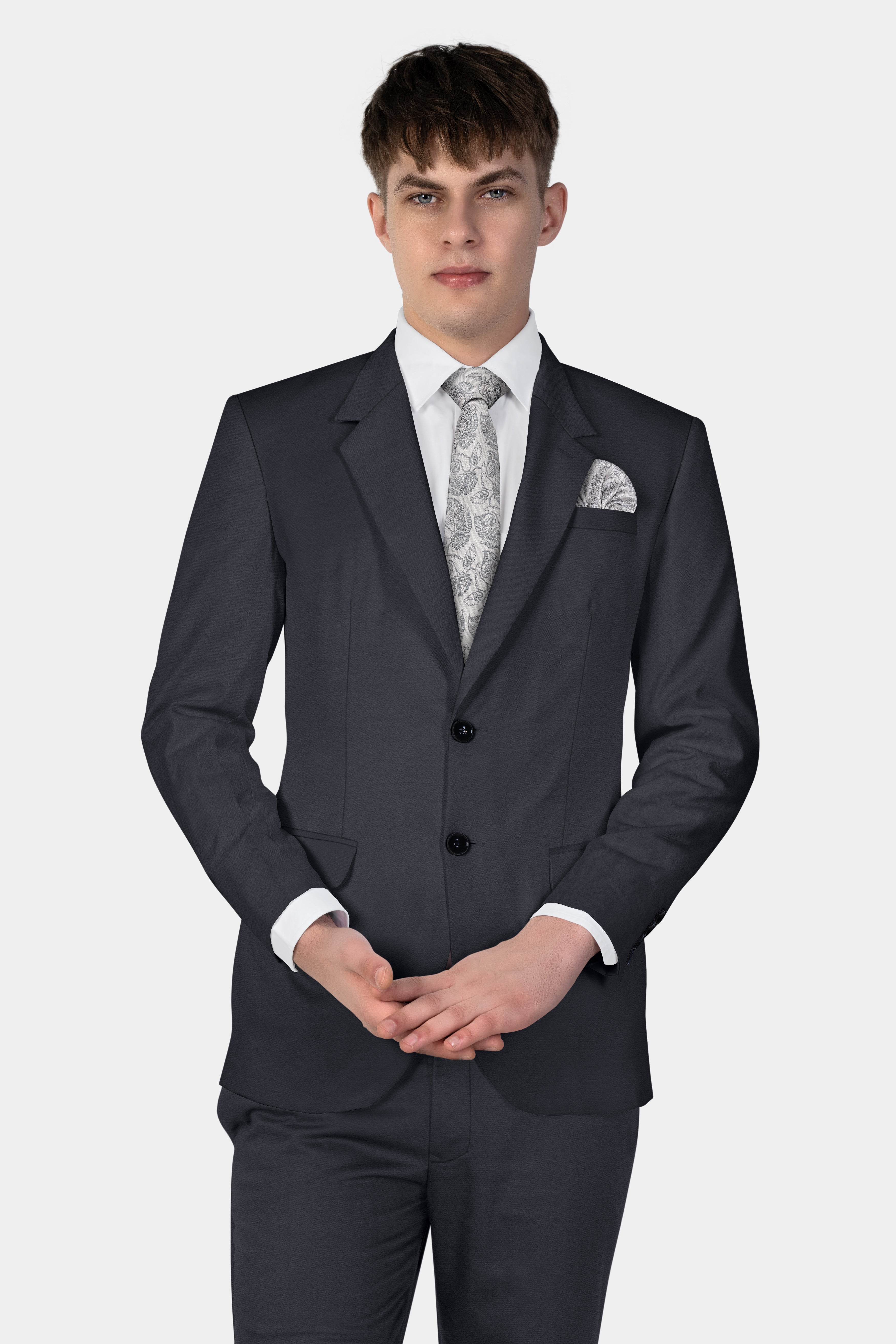 Piano Gray Wool Blend Single Breasted Suit