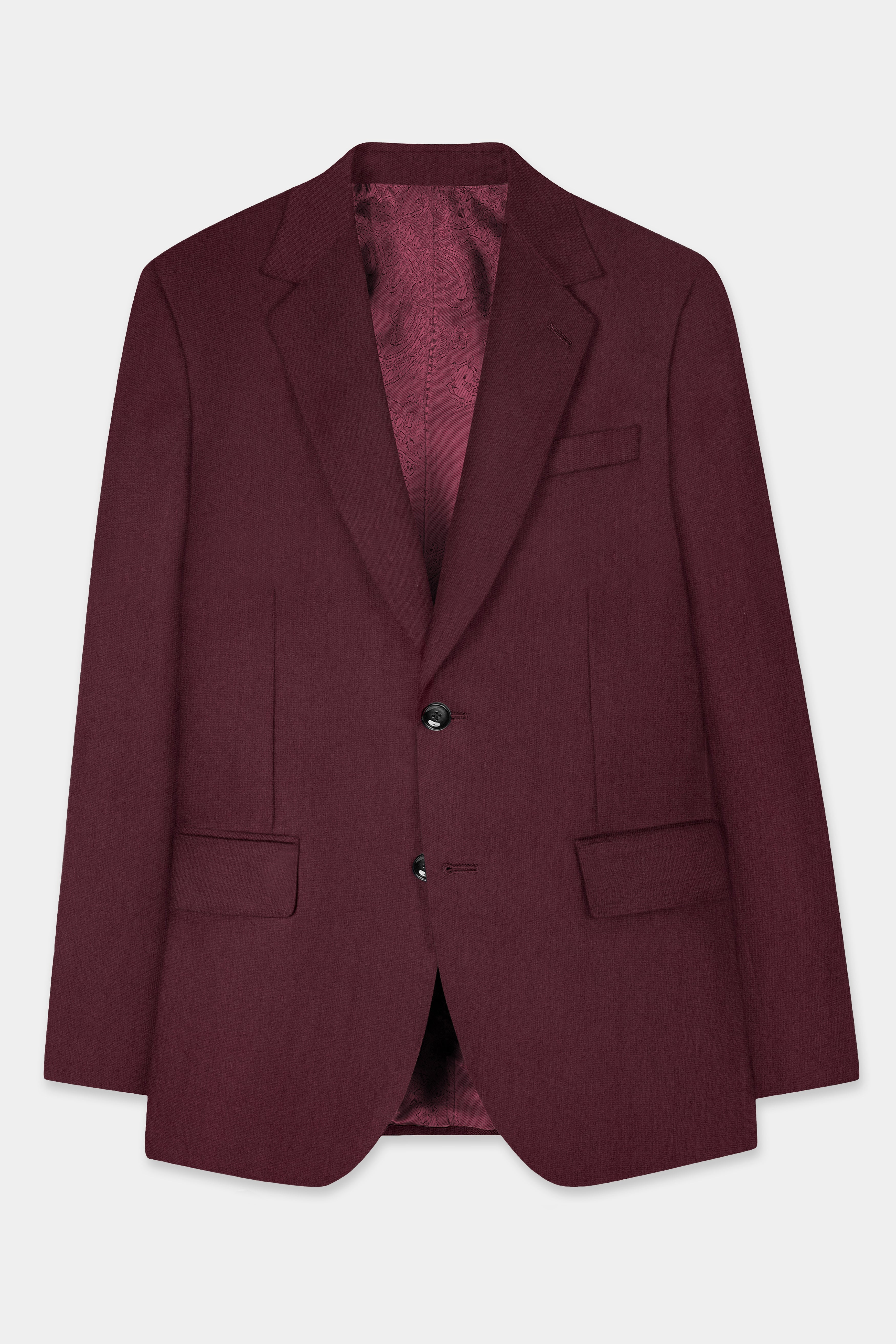 Tamarind Maroon Wool Blend Single Breasted Suit