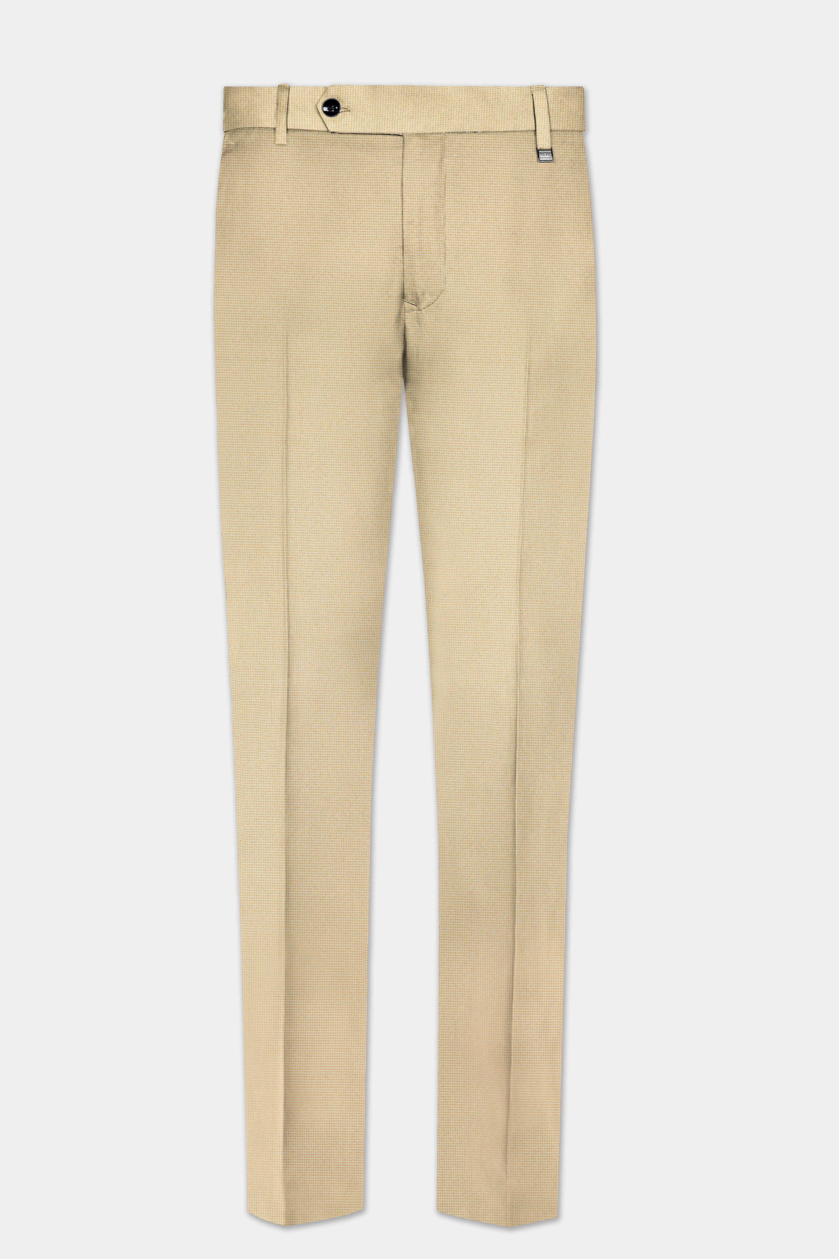 Hampton Cream Houndstooth Textured Wool Rich Bandhgala Suit