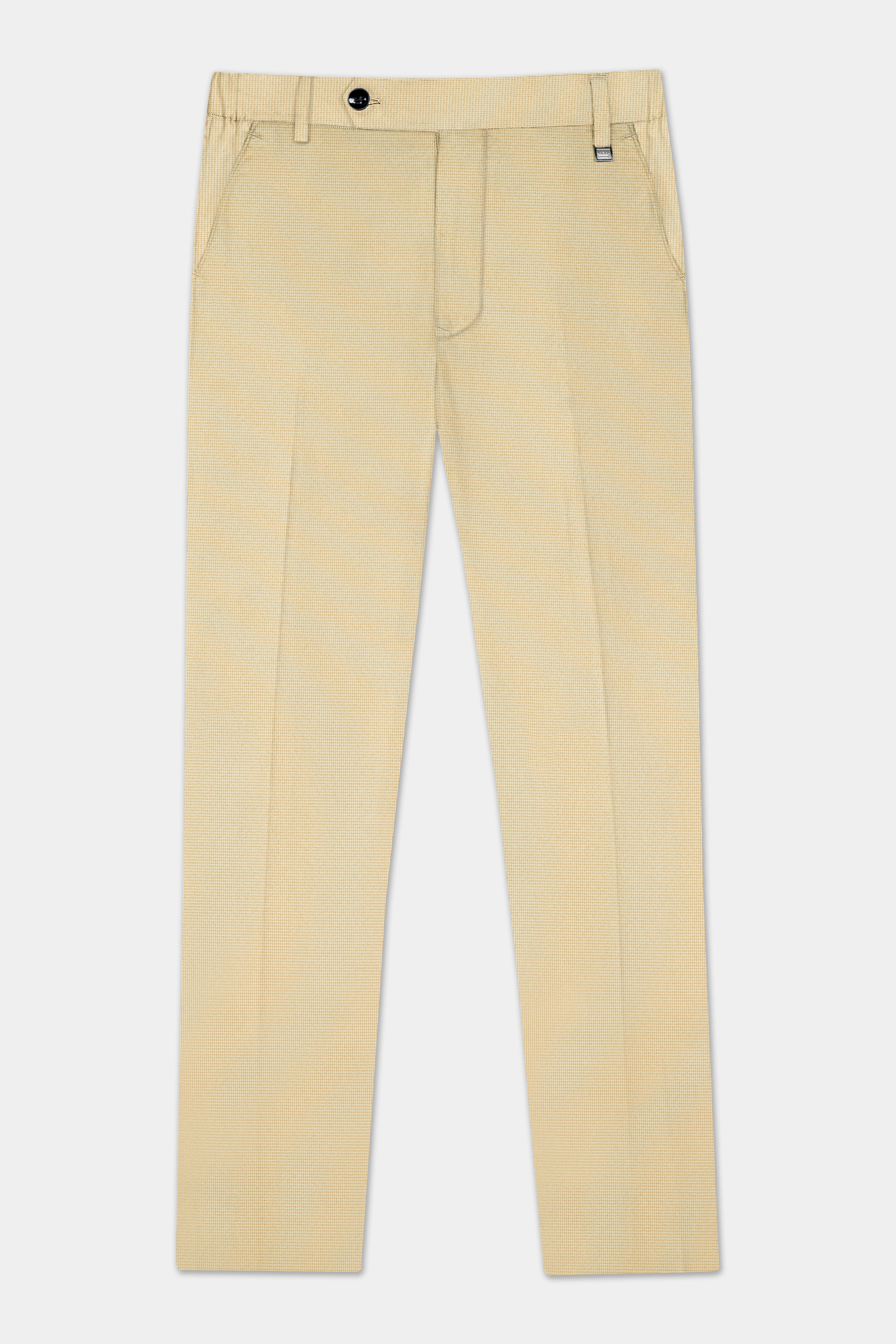 Hampton Cream Houndstooth Textured Wool Rich Bandhgala Suit
