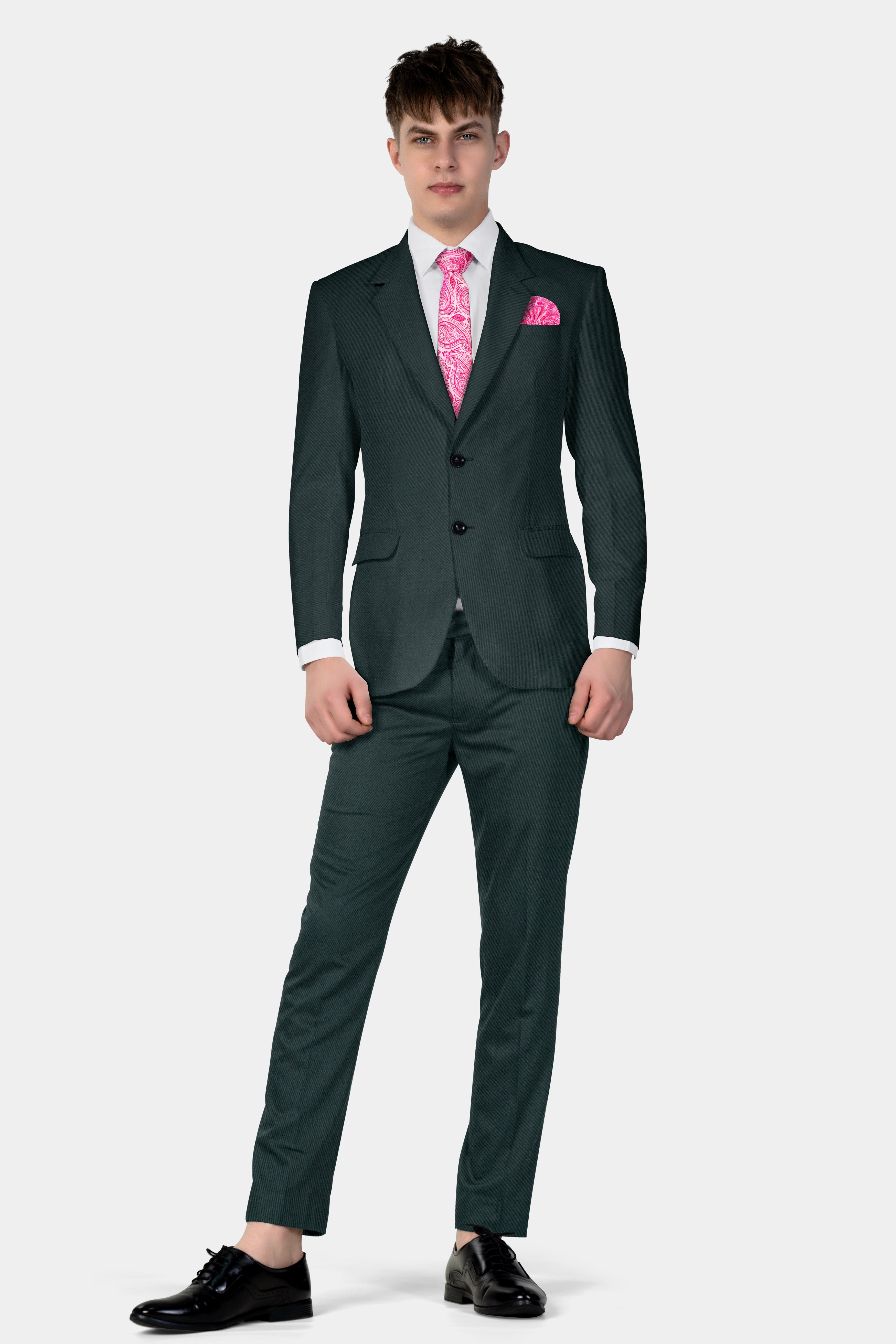 Timber Green Wool Rich Single Breasted Suit