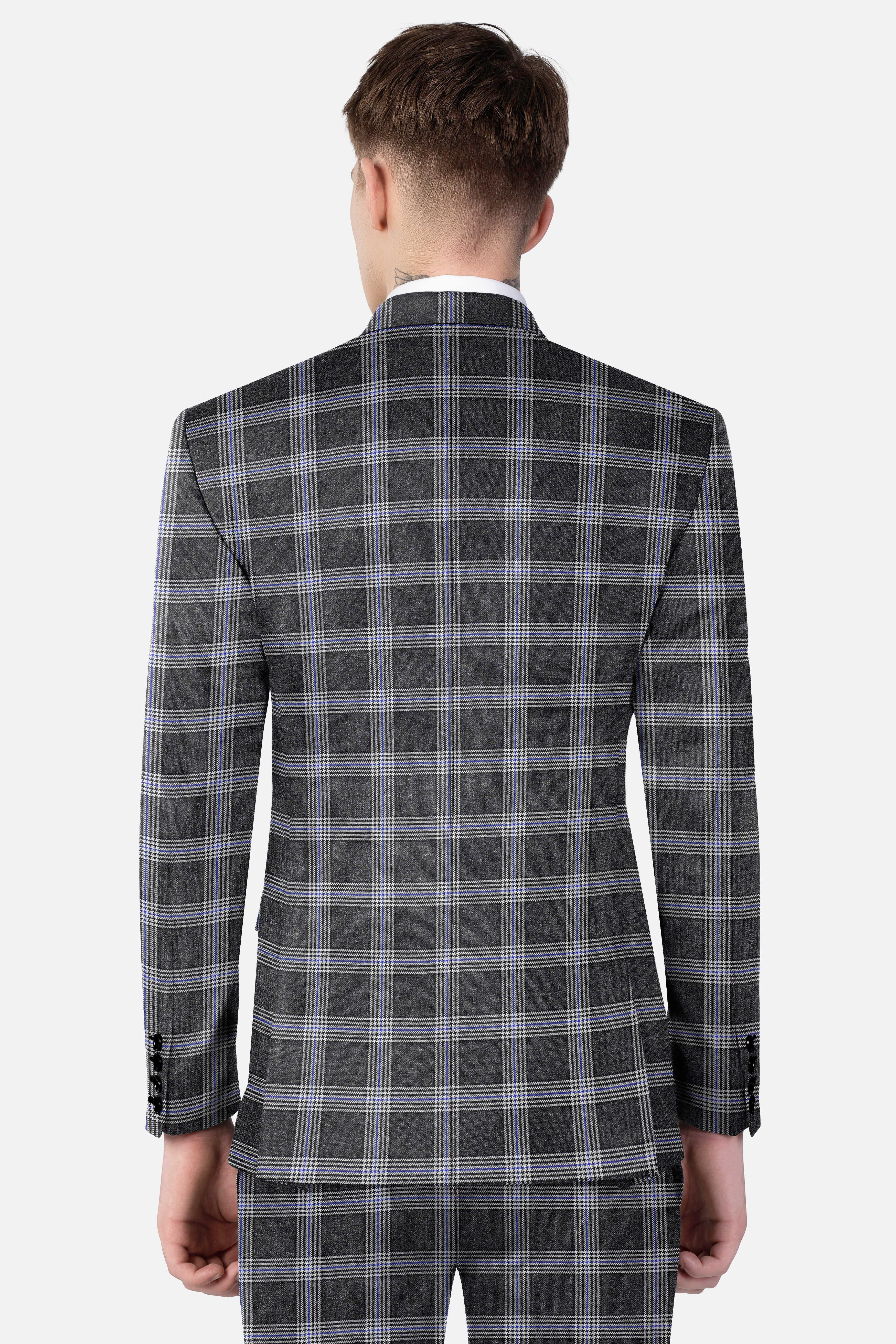 Iridium Gray Plaid Tweed Double Breasted Suit