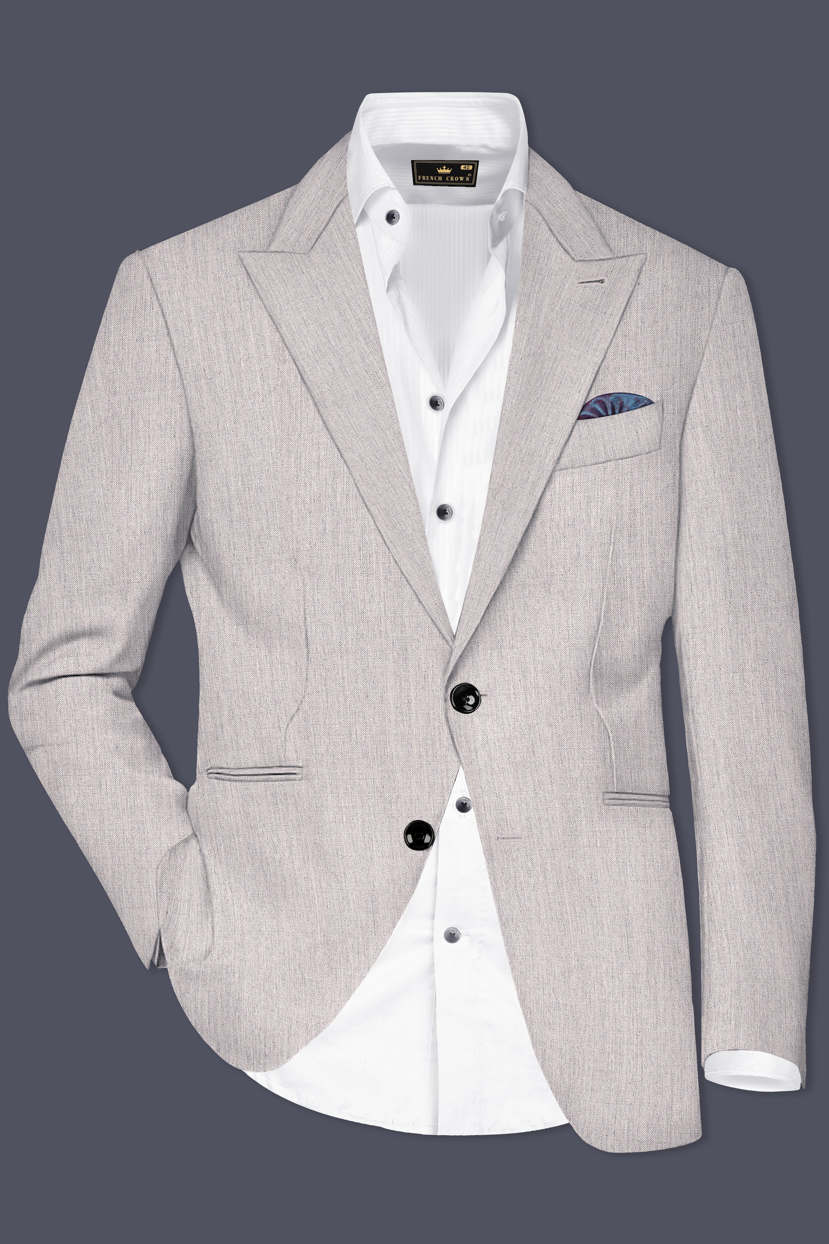 Spanish Gray Textured Wool Blend Suit