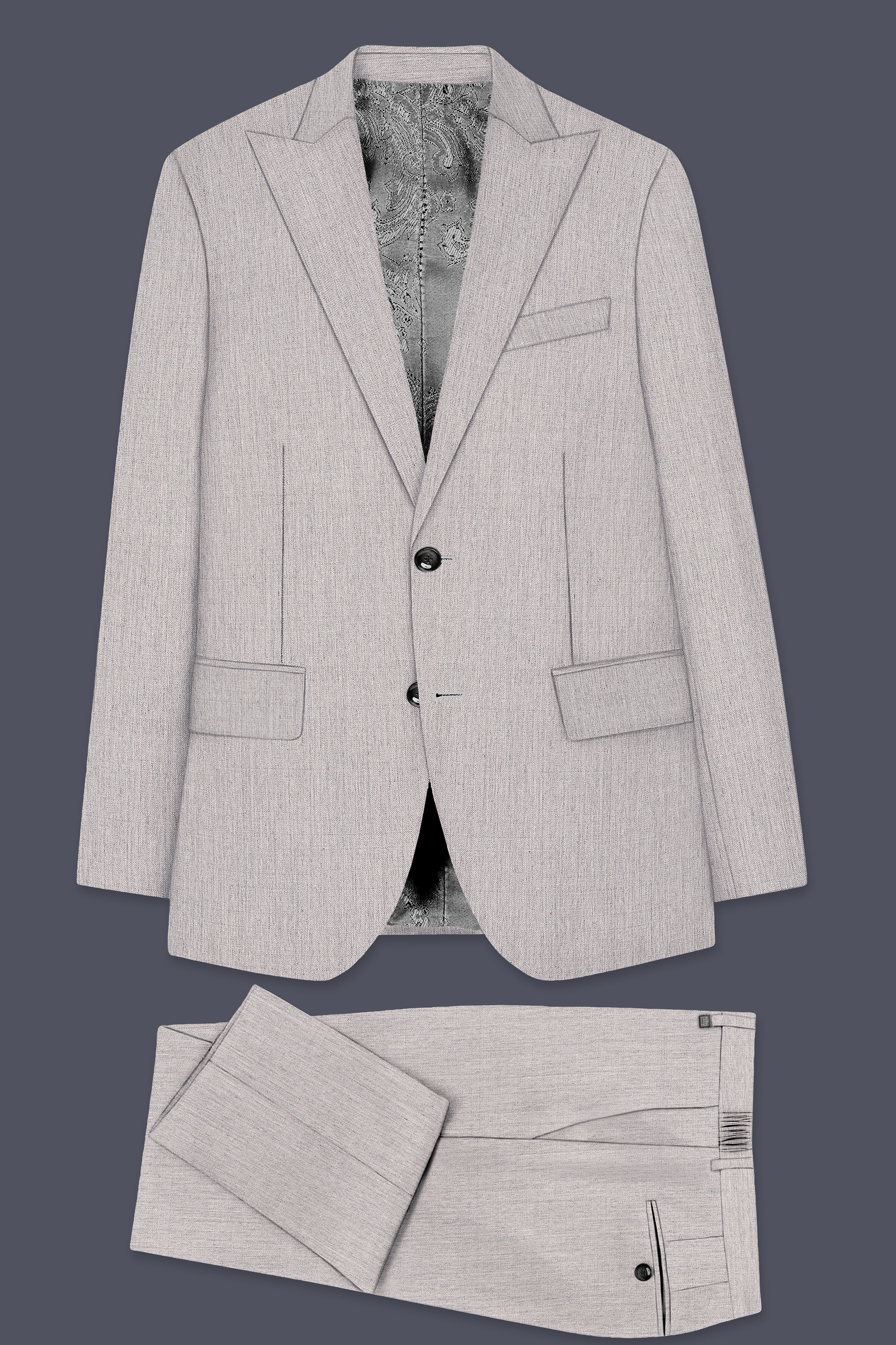 Spanish Gray Textured Wool Blend Suit