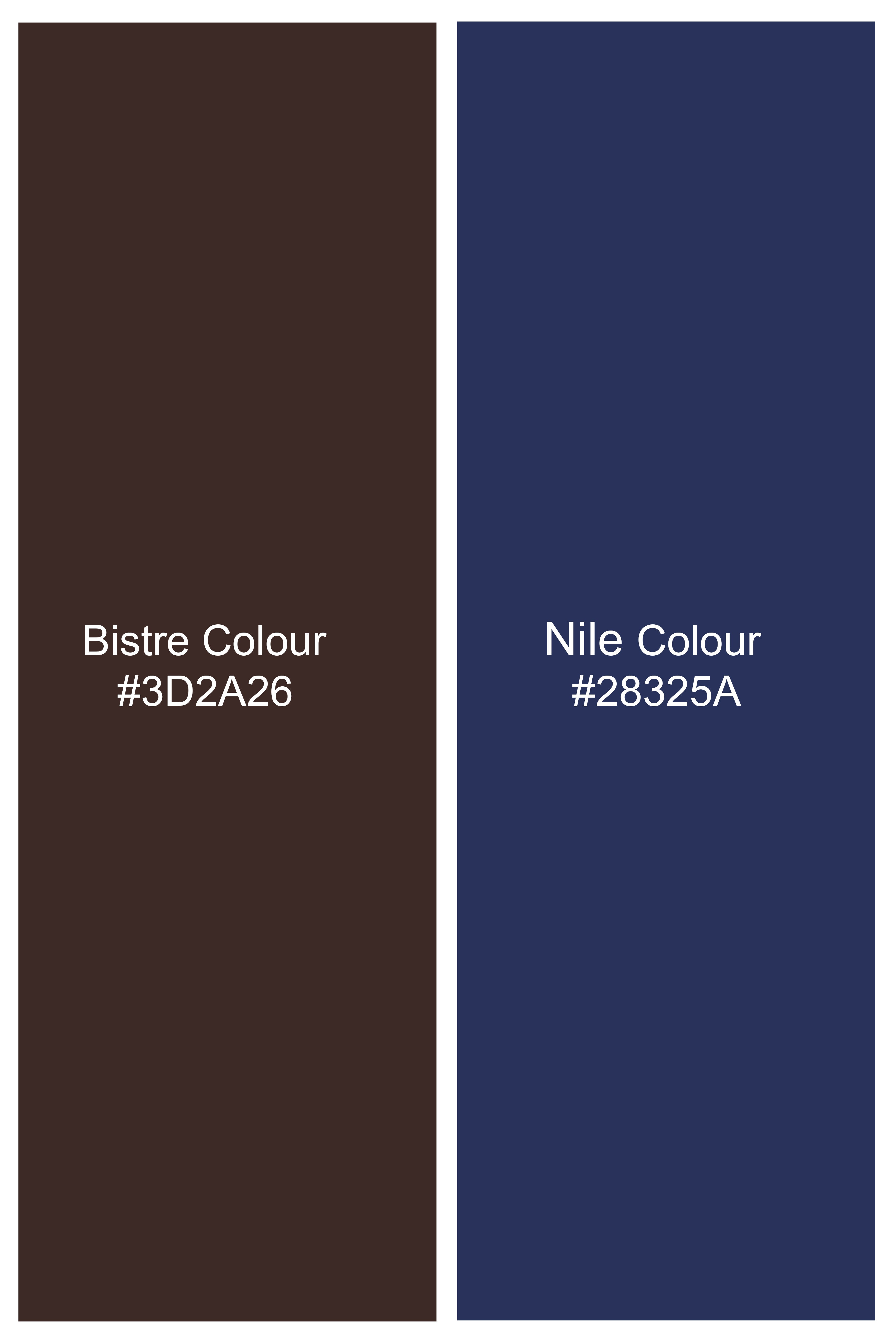 Bistre Brown with Nile Blue Plaid Wool Blend Double Breasted Suit