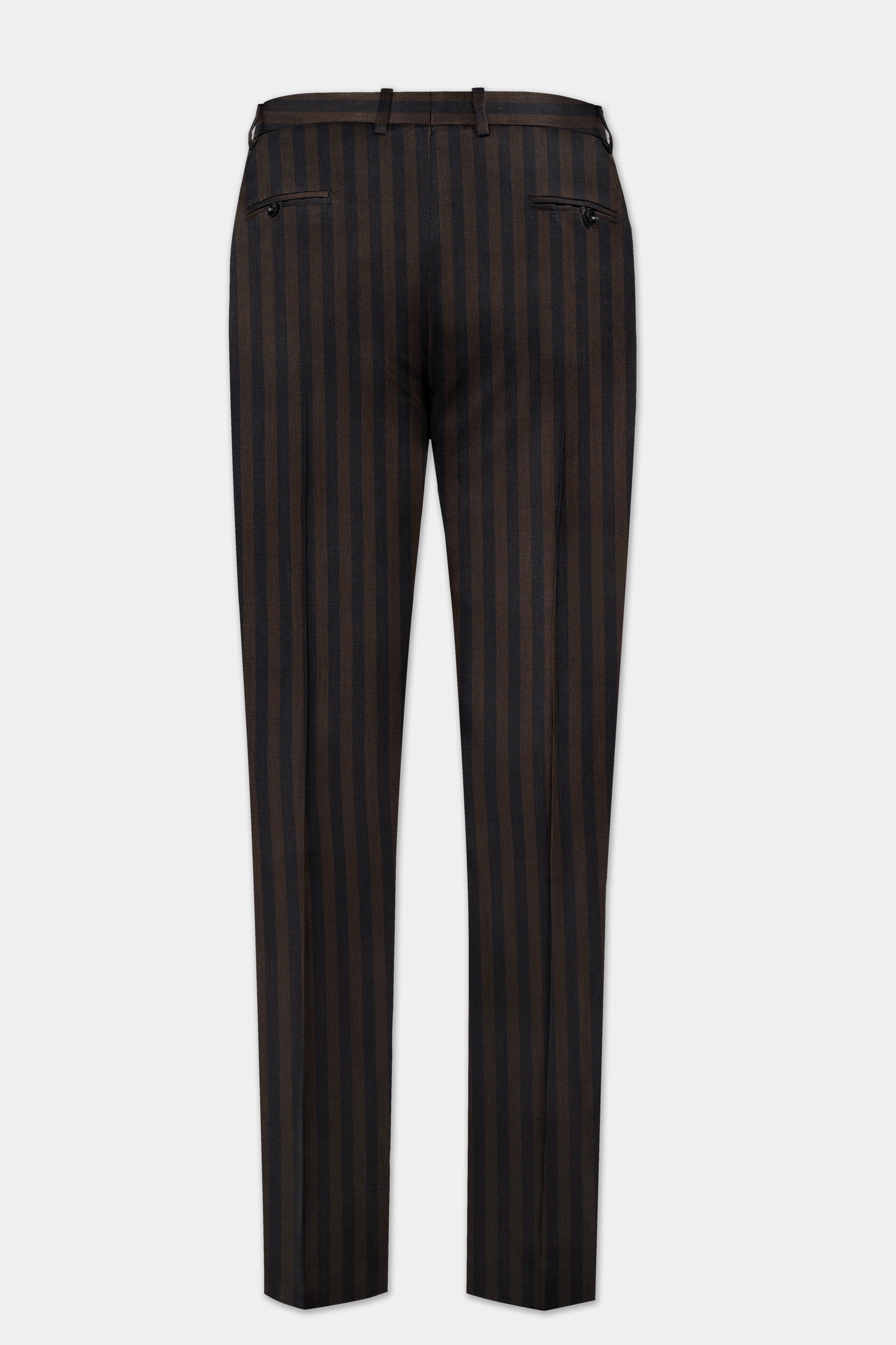 Eternity Brown With Vulcan Black Striped Wool Blend Double Breasted Suit