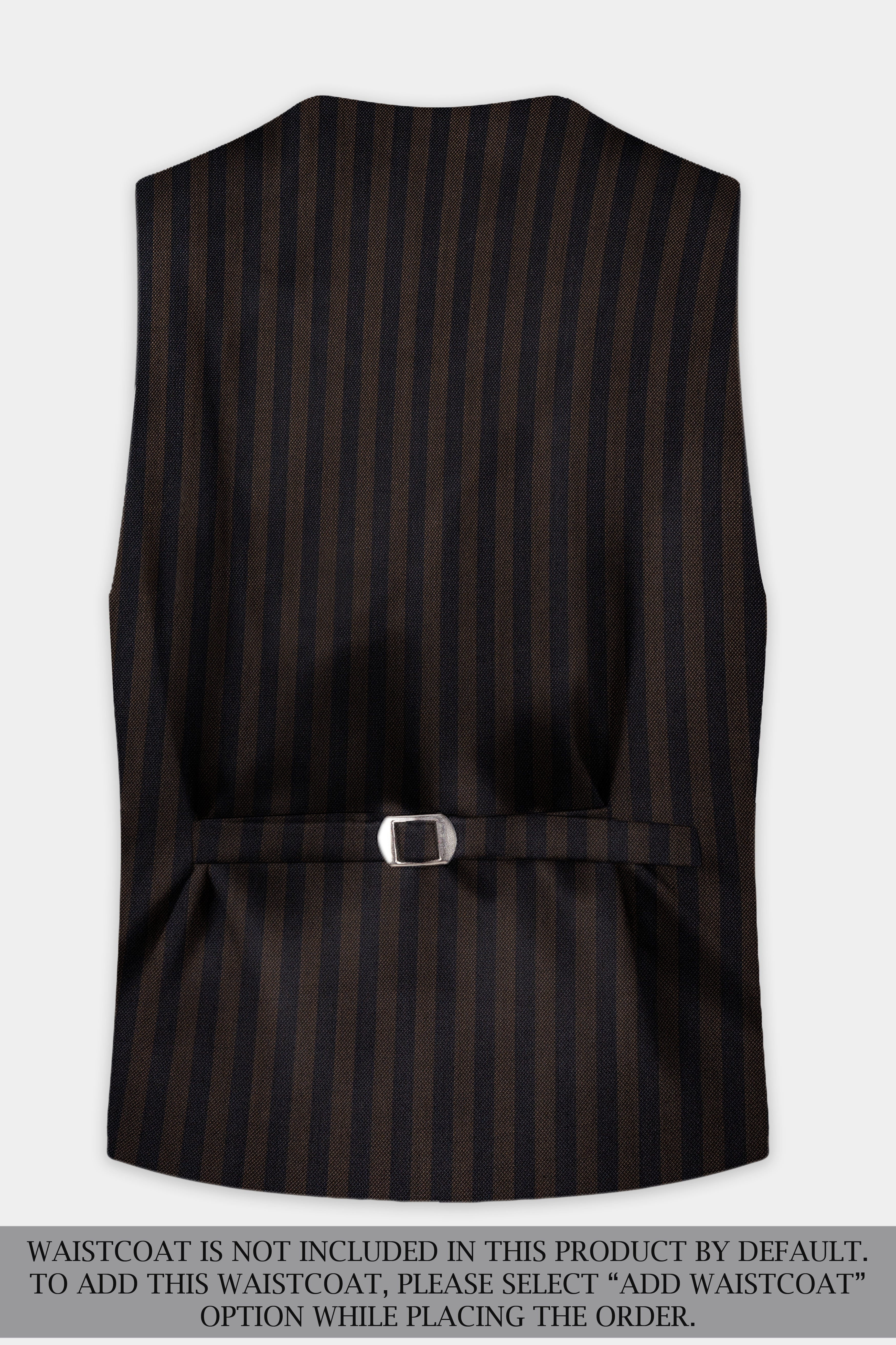 Eternity Brown With Vulcan Black Striped Wool Blend Double Breasted Suit