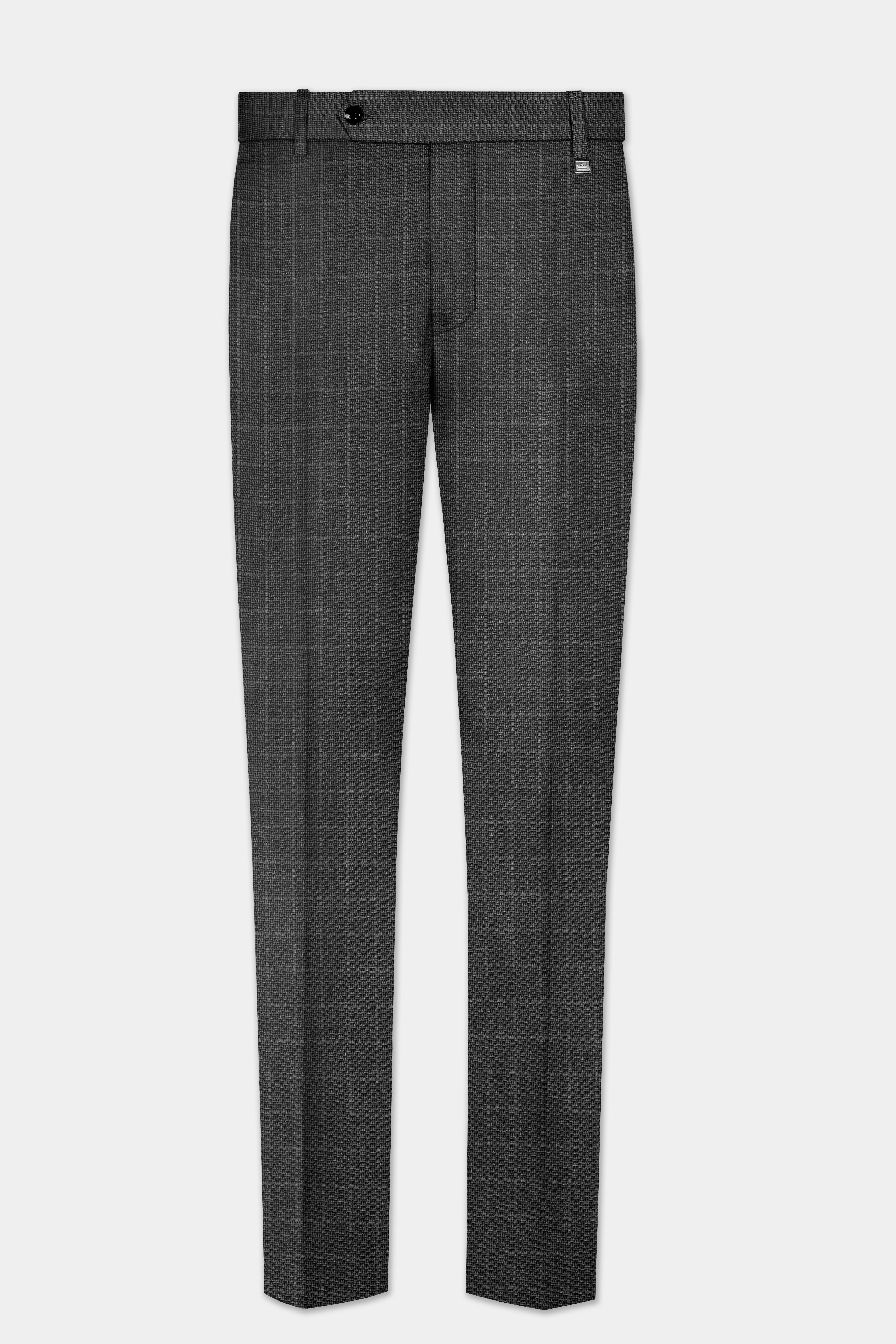 Iridium Gray Plaid Wool Blend Single Breasted Suit