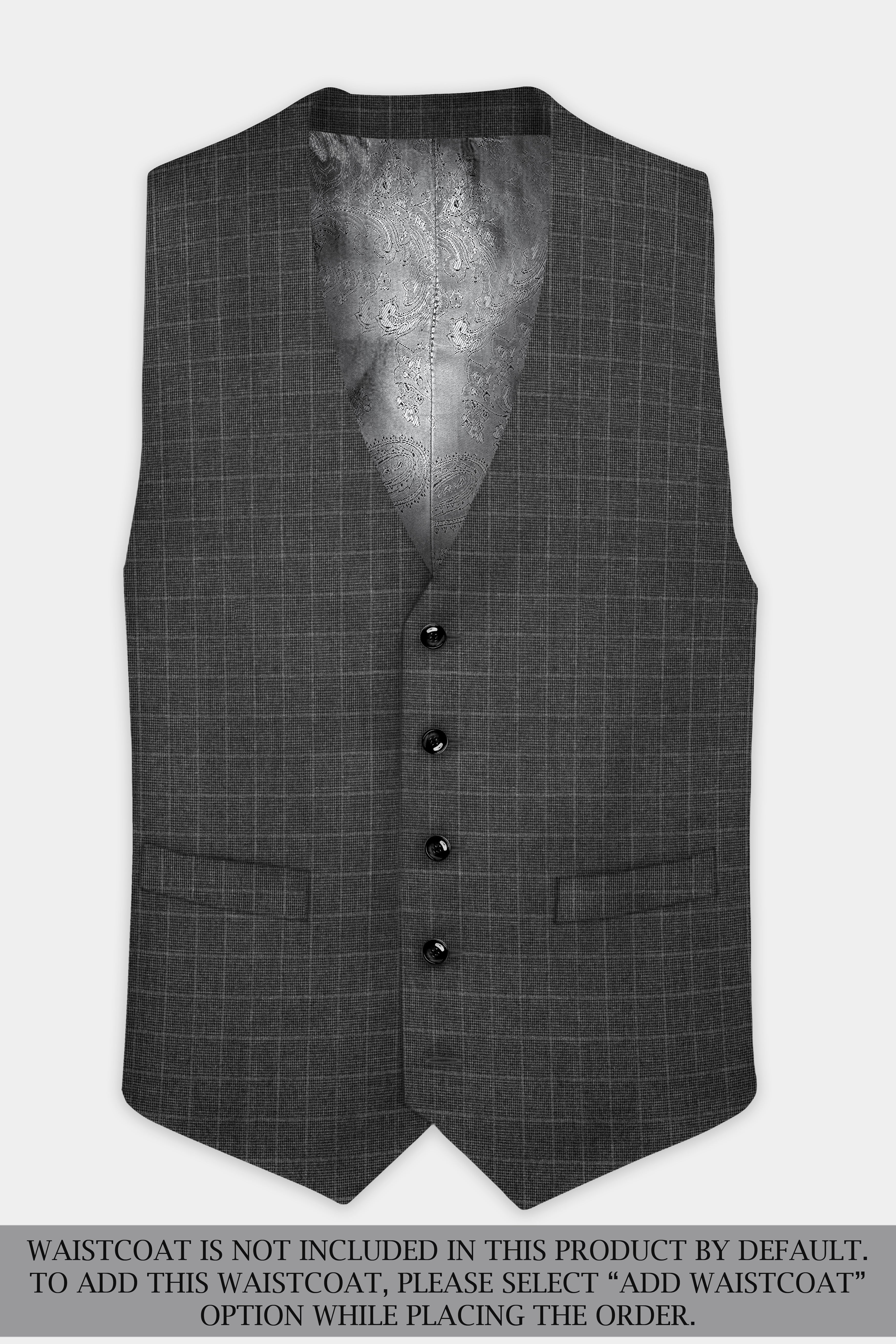 Iridium Gray Plaid Wool Blend Single Breasted Suit