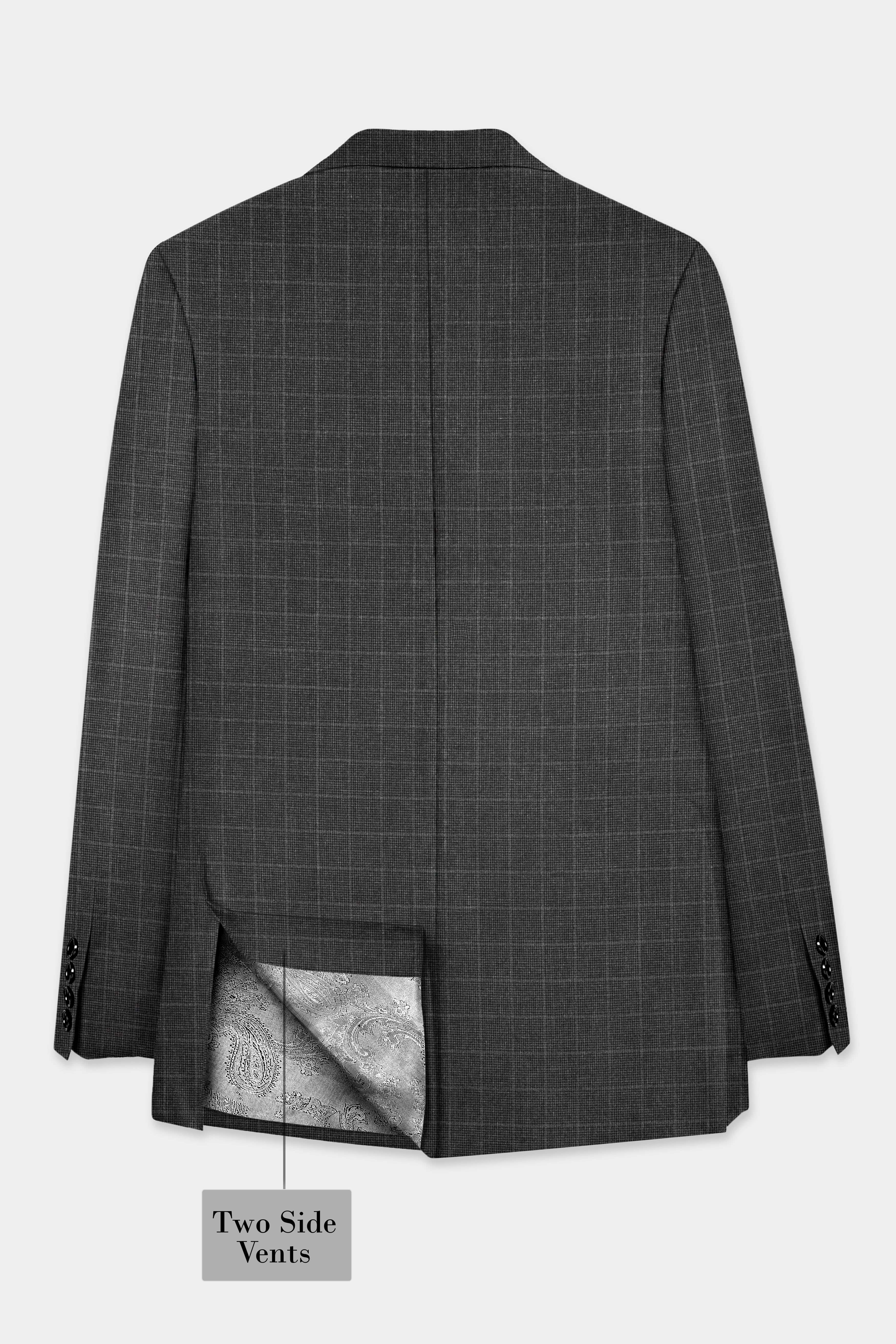 Iridium Gray Plaid Wool Blend Single Breasted Suit
