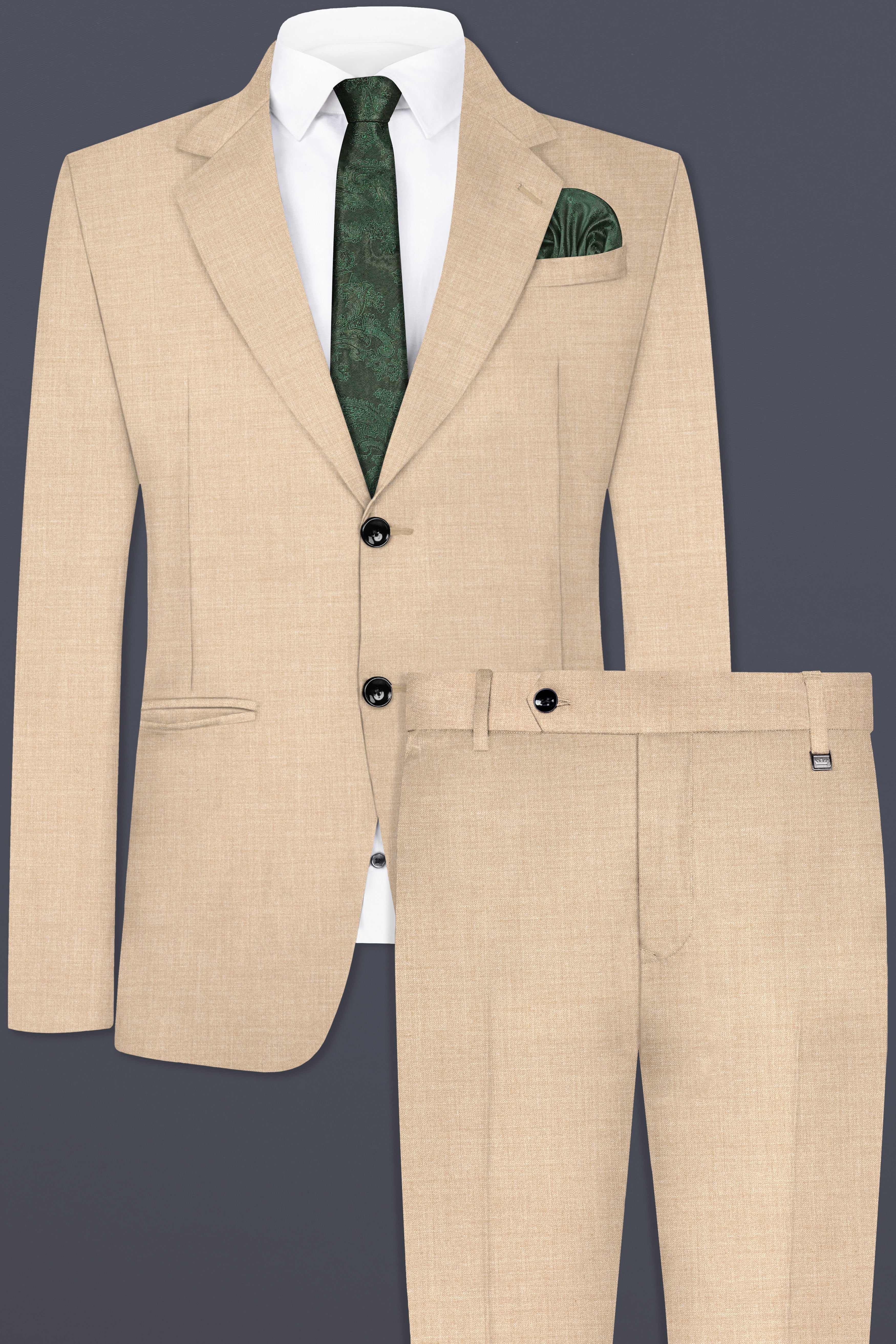 Vanilla Cream Wool Blend Single Breasted Suit