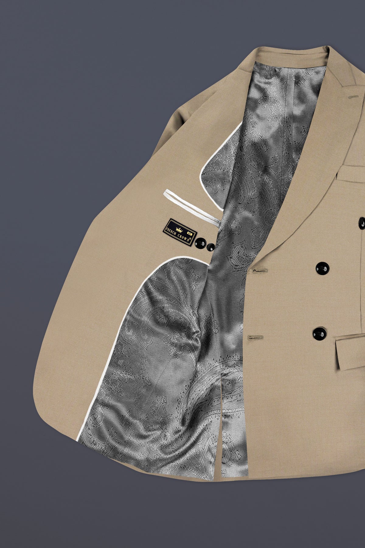 Hillary Cream Solid Wool Blend Double Breasted Suit