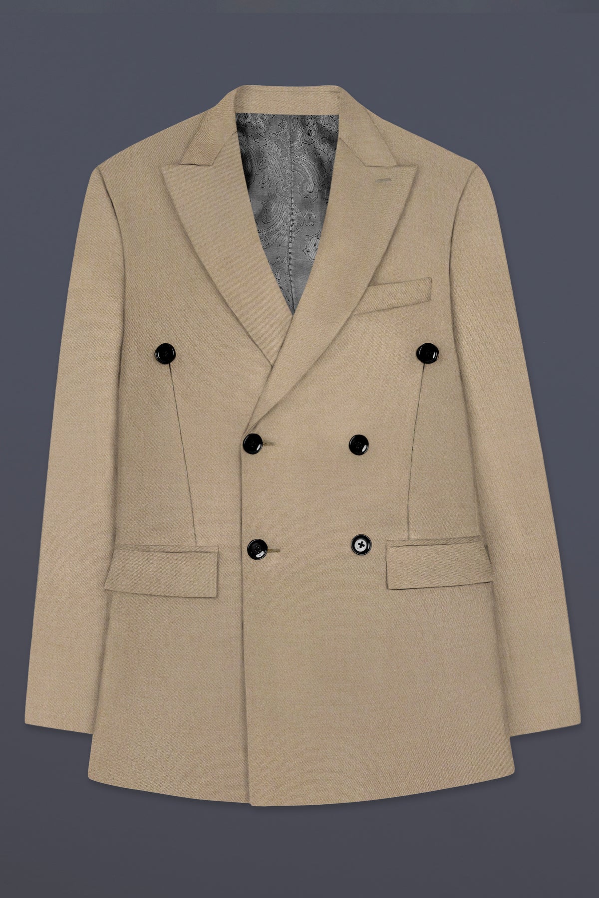 Hillary Cream Solid Wool Blend Double Breasted Suit