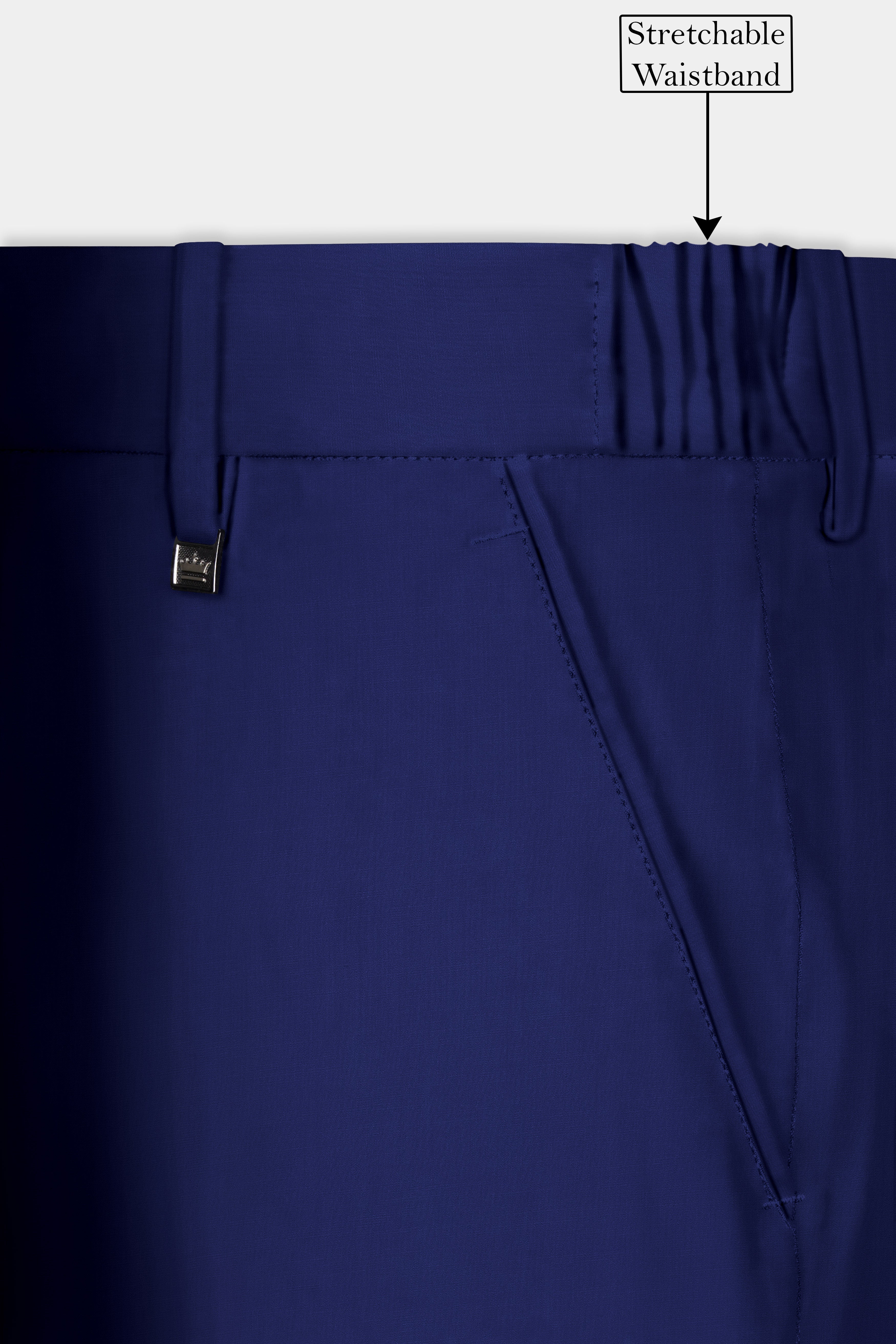 Celestia- Blue Solid Wool Rich Peak Lapel Tuxedo Slight Stretch Suit