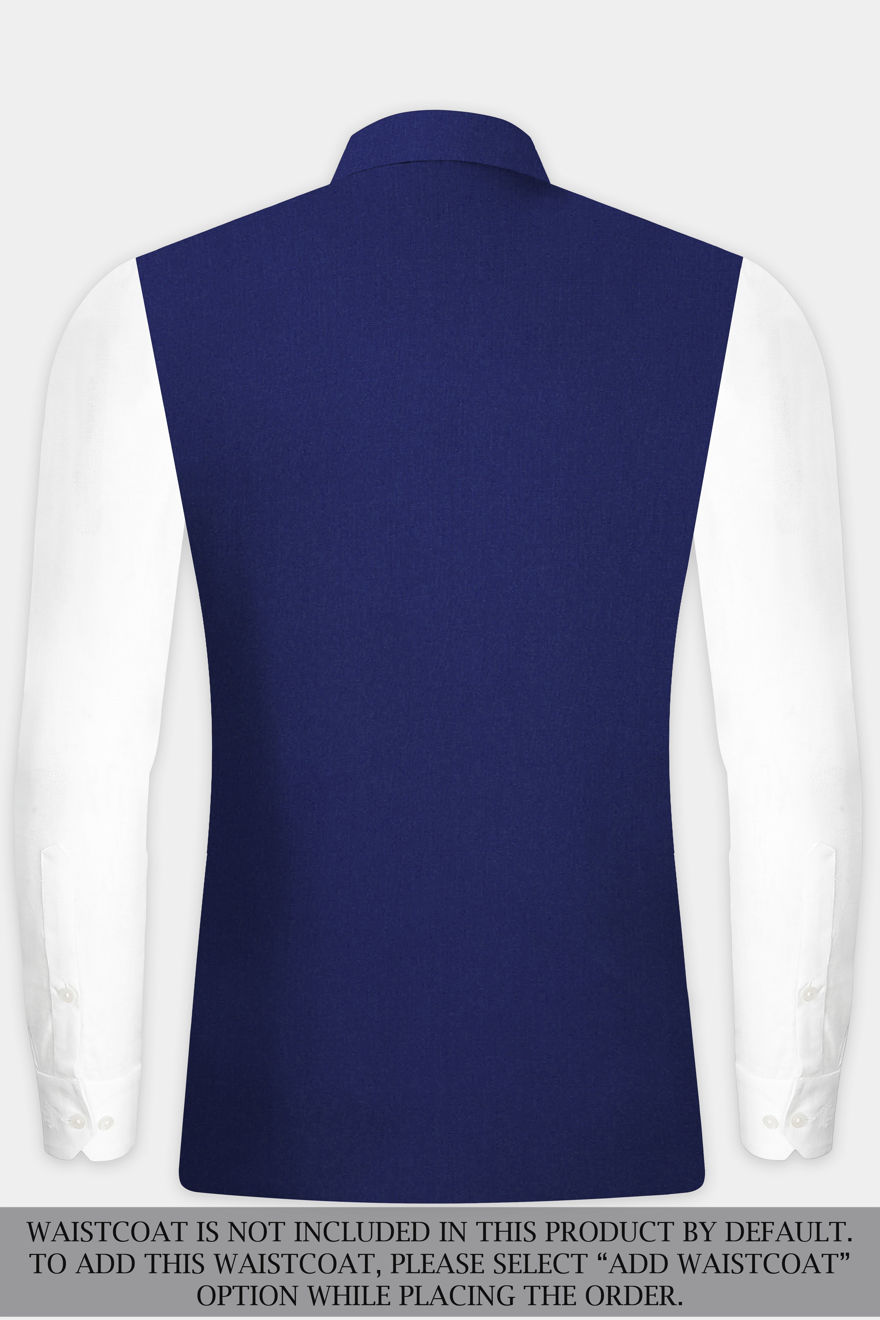 Celestia- Blue Solid Wool Rich Cross Placket Bandhgala Slight Stretch Suit