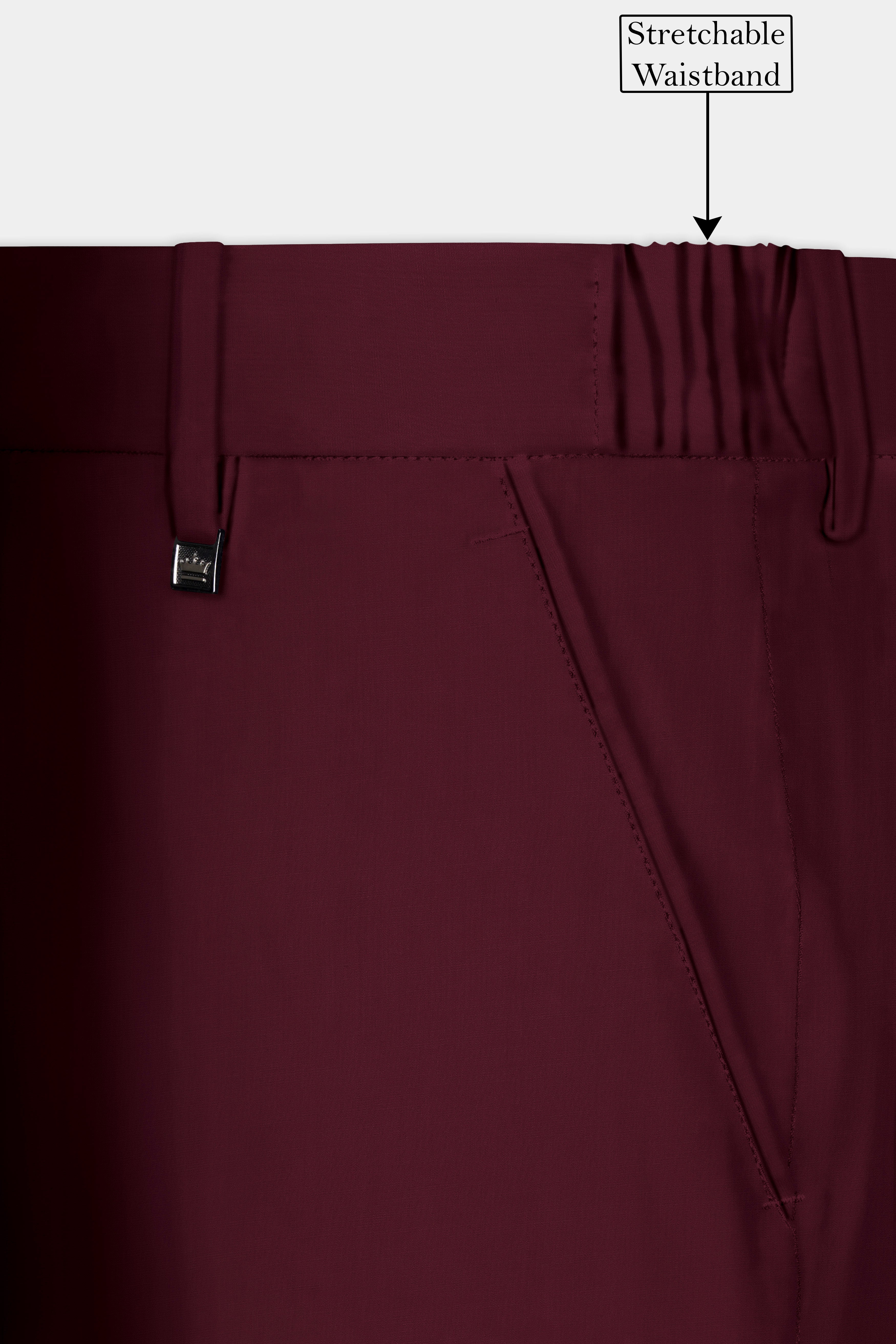 Merlot-Wine Berry Solid Wool Rich Double Breasted Slight Stretch Suit