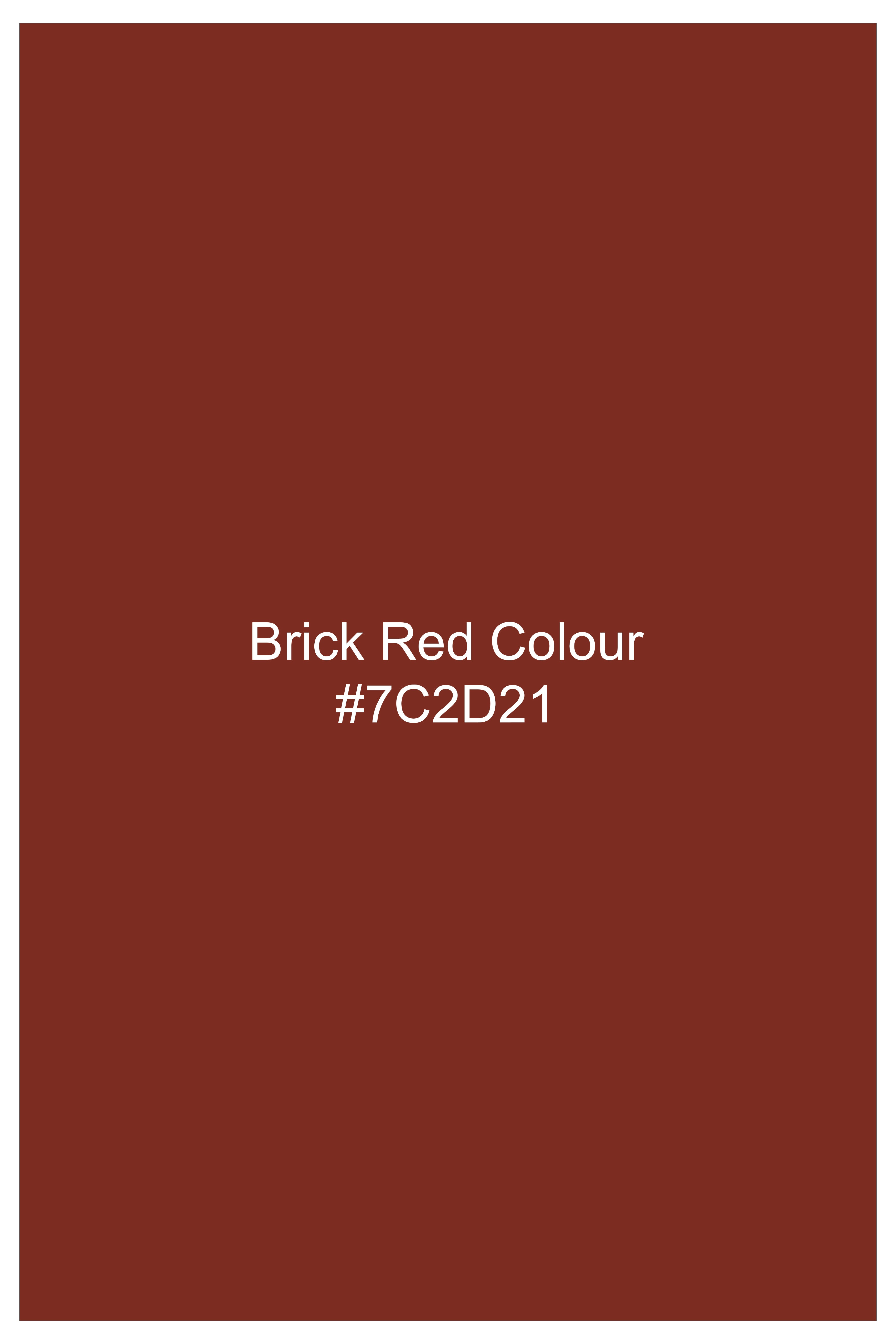 Inferno Rust-Brick Red Solid Wool Rich Bandhgala Slight Stretch Suit