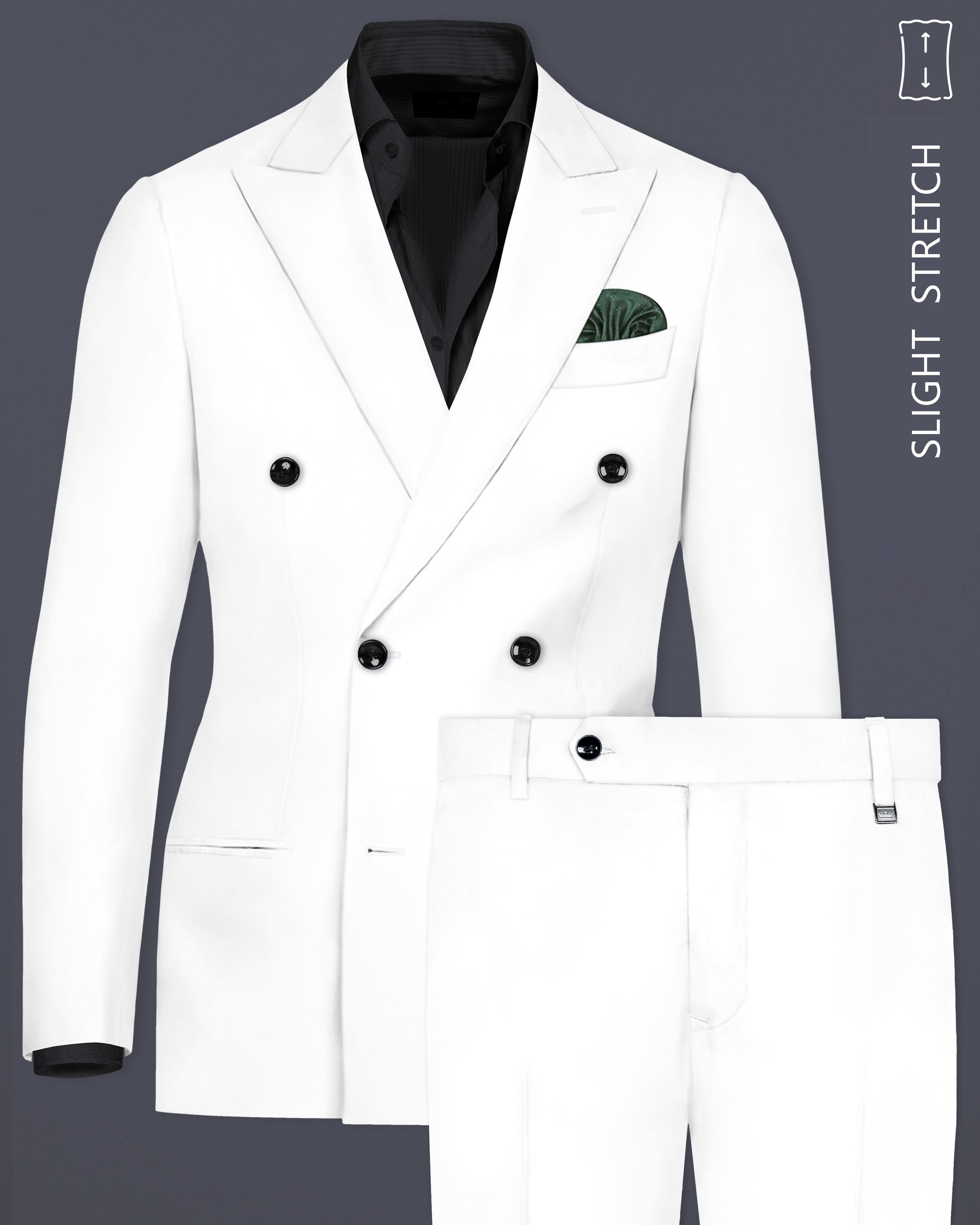 Mens Classic Wool Feel Double Breasted Suit in White main image 0
