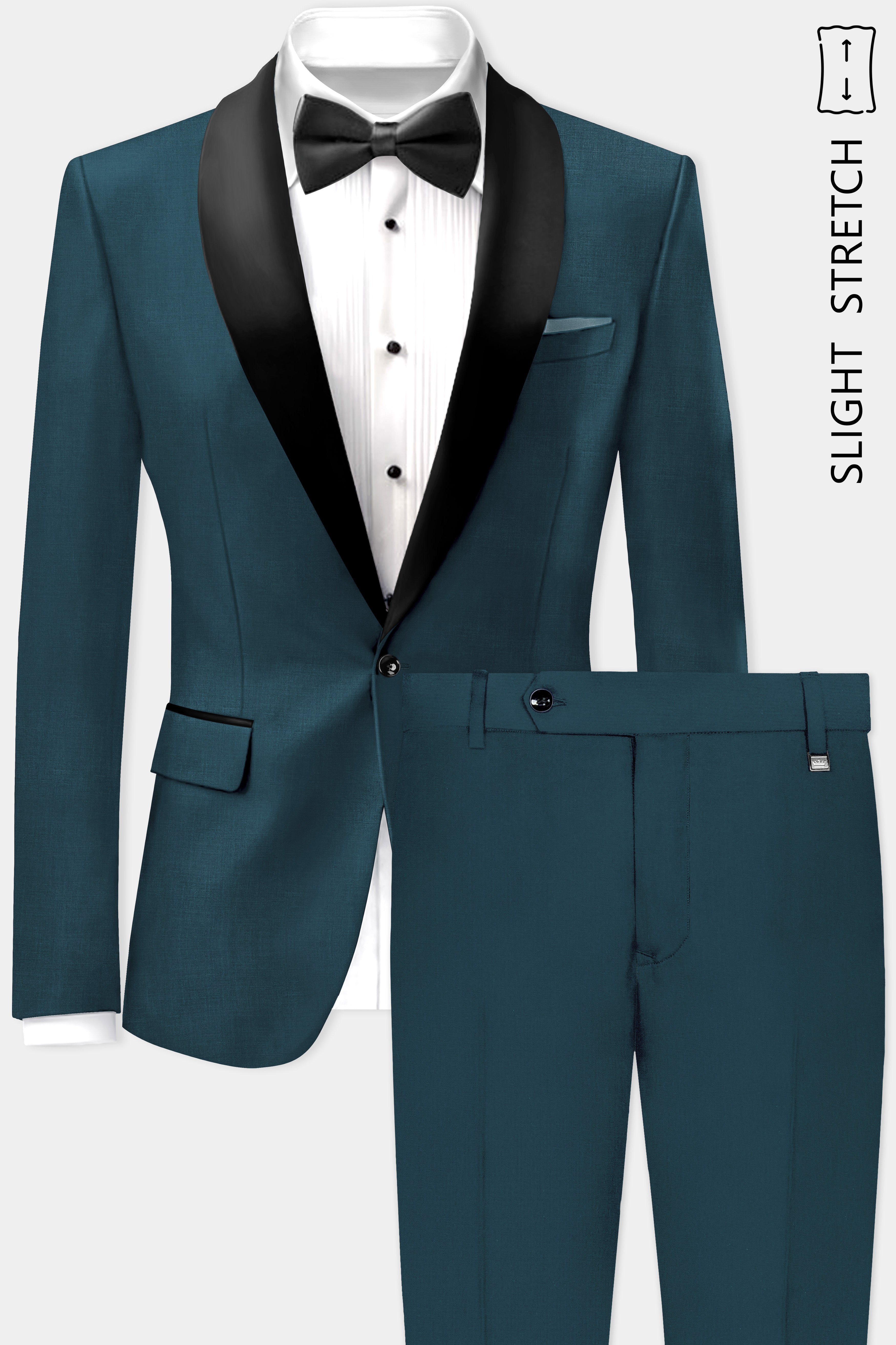 Prestige-Dianne Green Solid Wool Rich Tuxedo Slight Stretch Suit