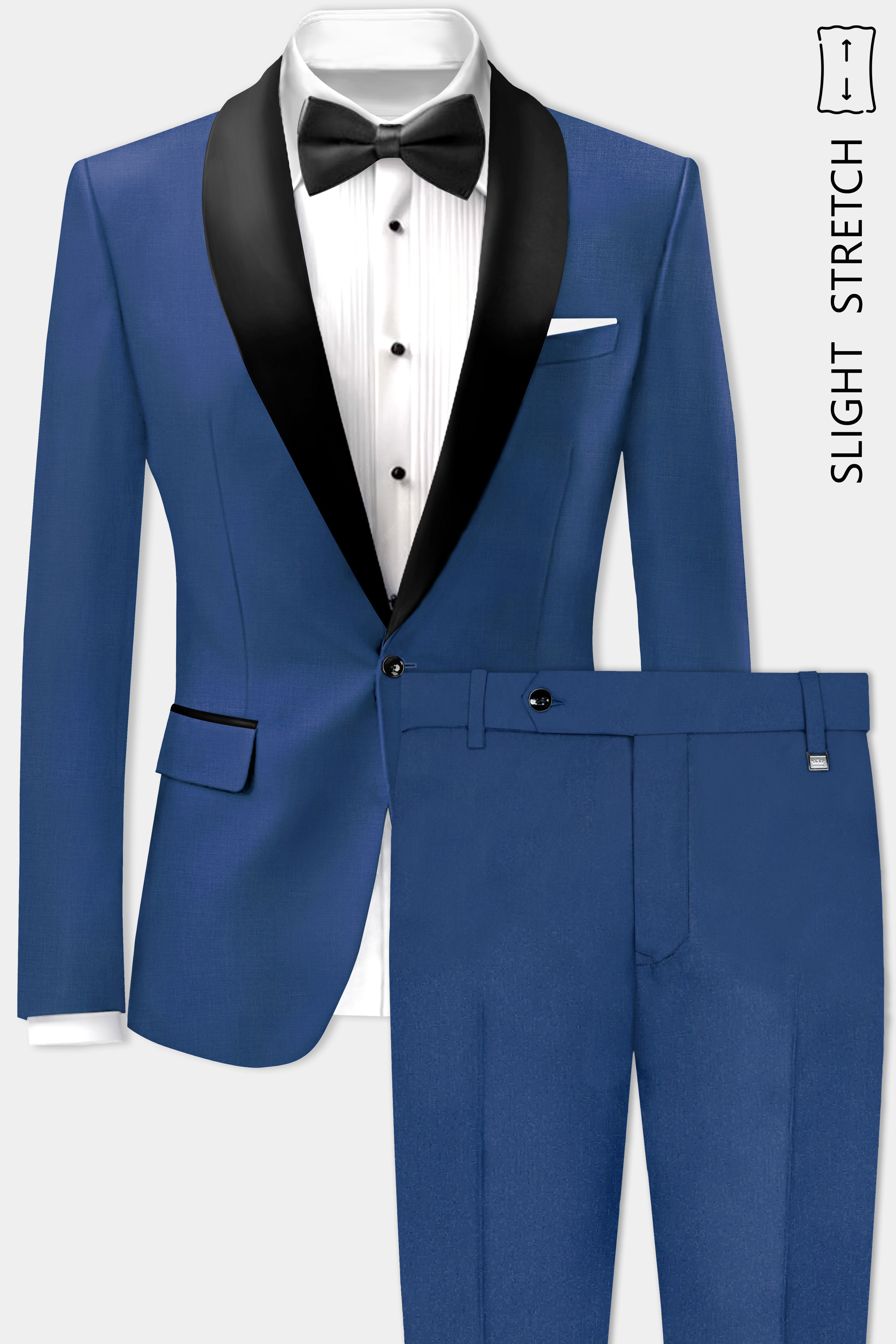 Cerulean Elite-Cobalt Blue Solid Wool Rich Tuxedo Slight Stretch Suit